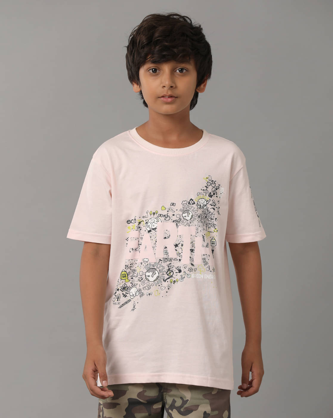     			Under Fourteen Only Pack of 1 Boys Cotton T-Shirt ( Peach )