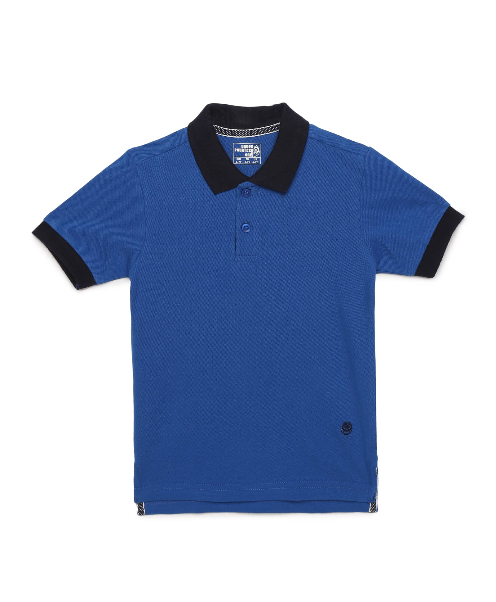     			Under Fourteen Only Pack of 1 Boys Cotton Polo T-Shirt ( Blue )