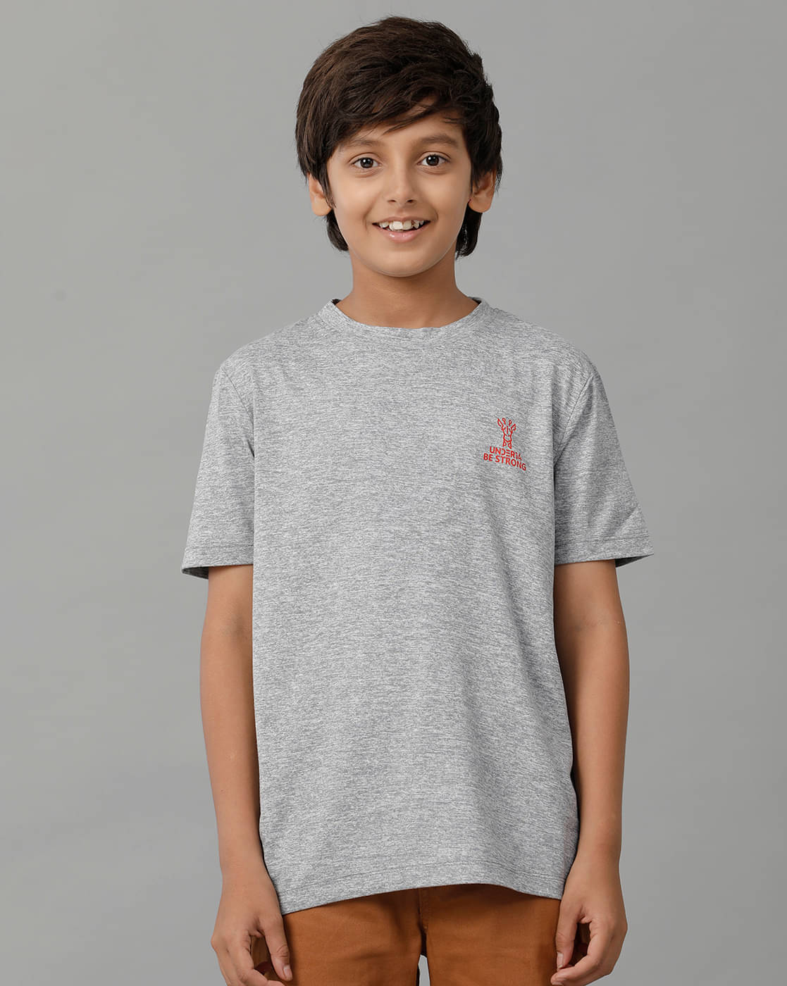     			Under Fourteen Only Pack of 1 Boys Cotton T-Shirt ( Grey )