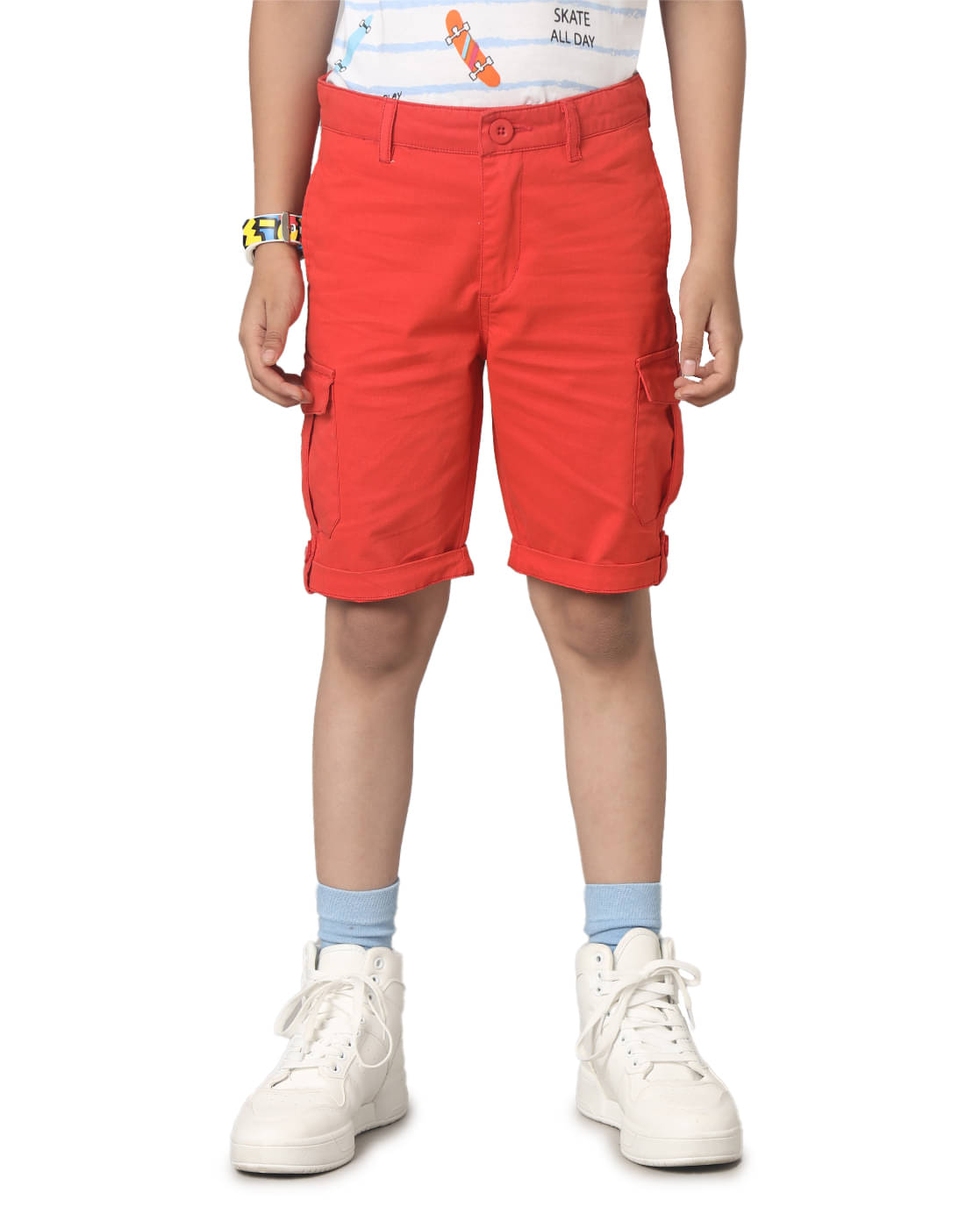    			Under Fourteen Only Pack of 1 Cotton Shorts For Boys ( Orange )