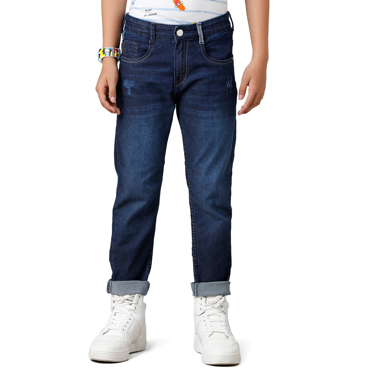     			Under Fourteen Only Pack of 1 Boys Denim Jeans ( Navy )