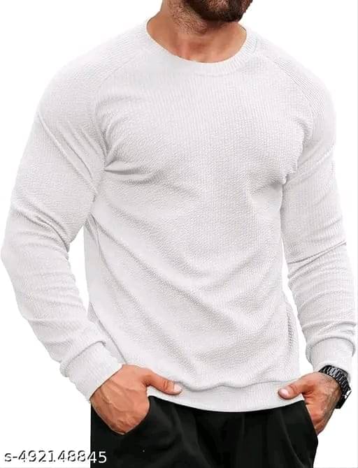 WESEVEN Polyester Blend Round Neck Men's Full Sleeves Pullover Sweater - White ( Pack of 1 ) WESEVEN Polyester Blend Round Neck Men's Full Sleeves Pullover Sweater - White ( Pack of 1 )
