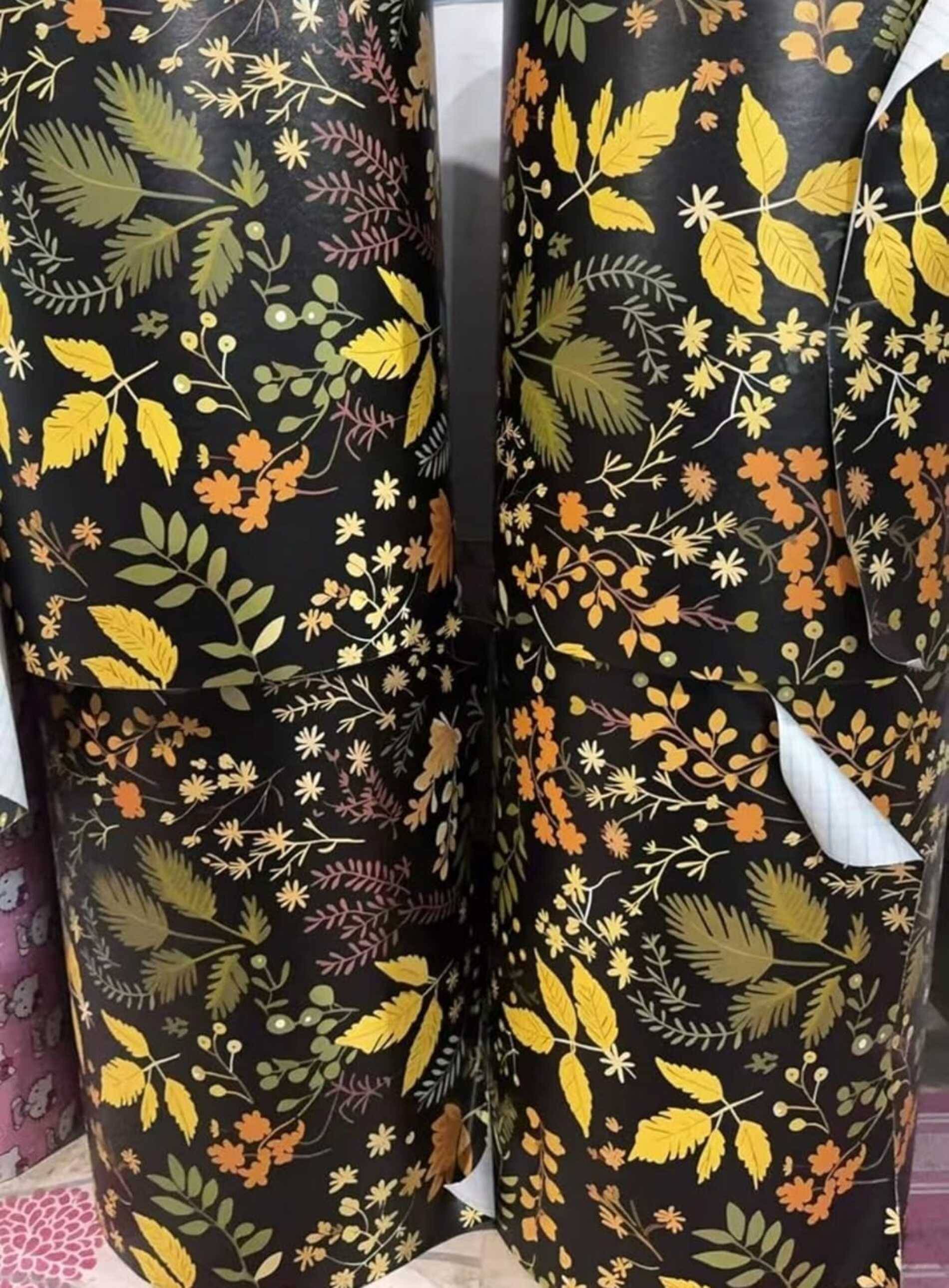 WRUNJI, BLACK.YELLOW PAN Floral Self-Adhesive Wallpaper PVC Peel & Kitchen & Furniture Makeover(45x500 cm) WRUNJI, BLACK.YELLOW PAN Floral Self-Adhesive Wallpaper PVC Peel & Kitchen & Furniture Makeover(45x500 cm)
