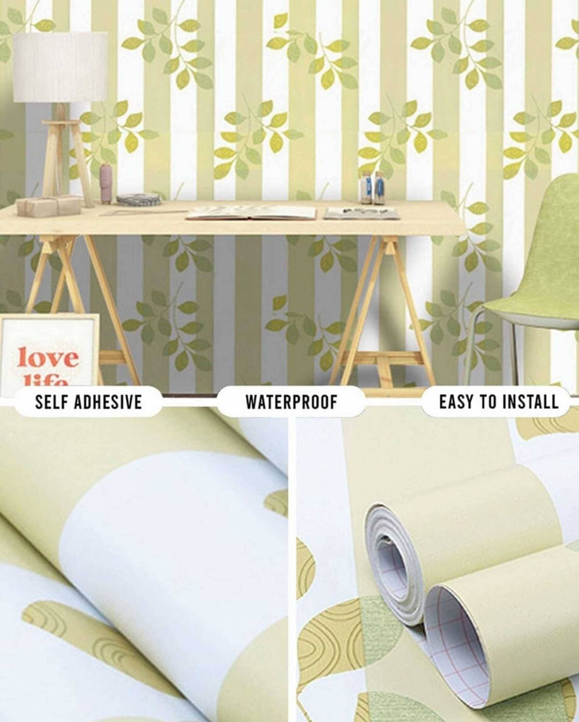 WRUNJI, GREEN PAN Floral Self-Adhesive Wallpaper PVC Peel & Kitchen & Furniture Makeover(45x500 cm) WRUNJI, GREEN PAN Floral Self-Adhesive Wallpaper PVC Peel & Kitchen & Furniture Makeover(45x500 cm)