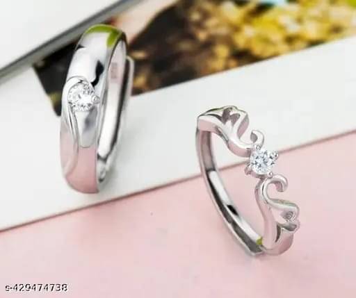     			Yugosmile Silver Couple Ring ( Pack of 2 )