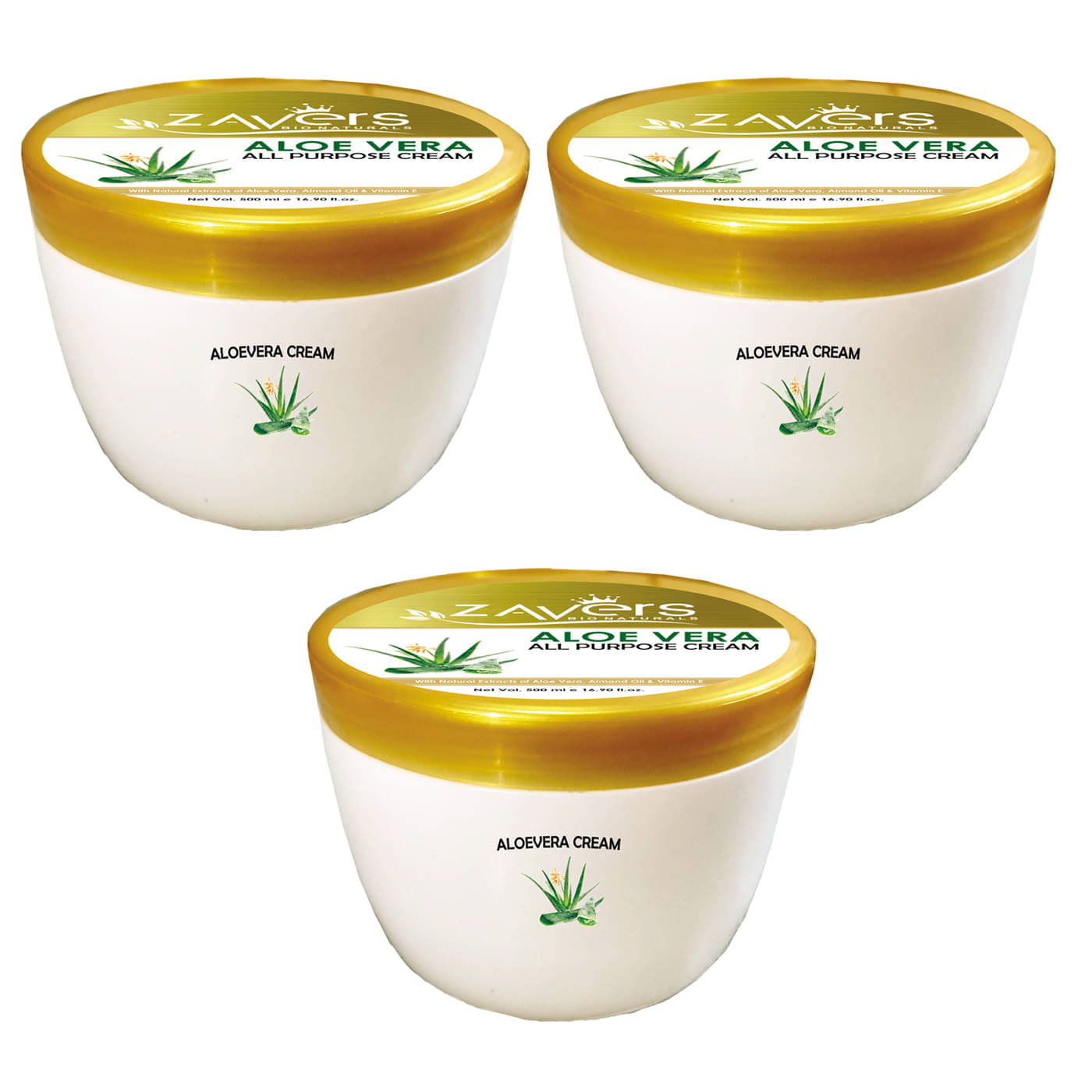     			Zavers Aloevera All Purpose Cream 500ml (Pack of 3)