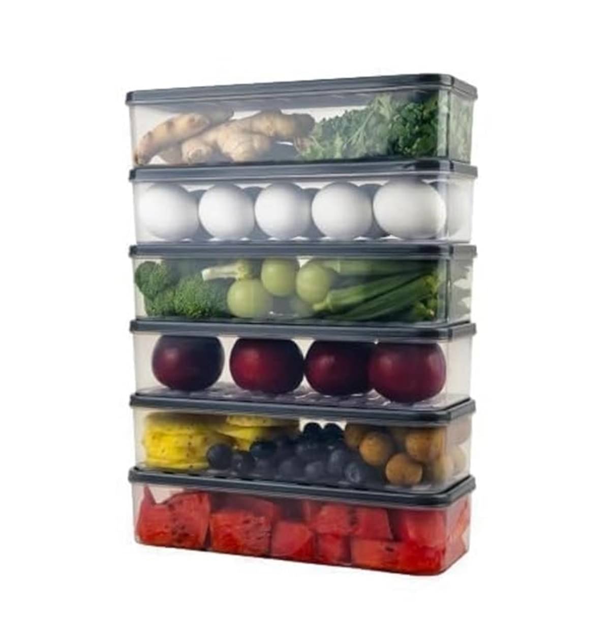     			analog kichenware Food/Fish/Vegetable Plastic Grey Multi-Purpose Container ( Set of 6 )