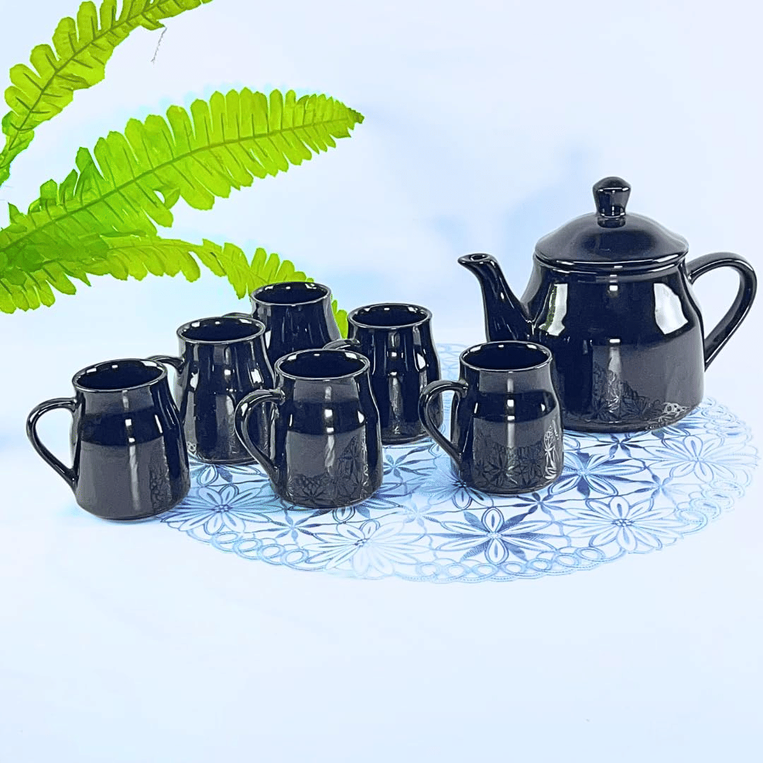     			klassy finds cup set with cttle-006 Solid Ceramic Tea Set 800 ml ( Pack of 7 )