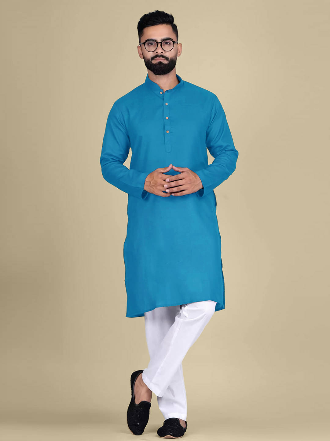 1 Stop Fashion Blue Cotton Blend Men's Regular Kurta ( Pack of 1 ) 1 Stop Fashion Blue Cotton Blend Men's Regular Kurta ( Pack of 1 )
