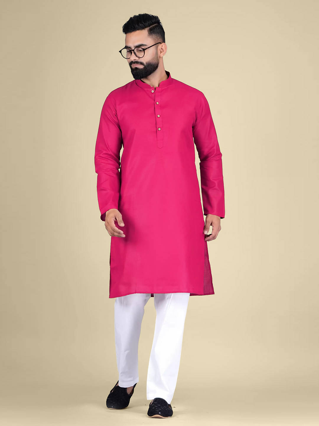 1 Stop Fashion Pink Cotton Blend Men's Regular Kurta ( Pack of 1 ) 1 Stop Fashion Pink Cotton Blend Men's Regular Kurta ( Pack of 1 )