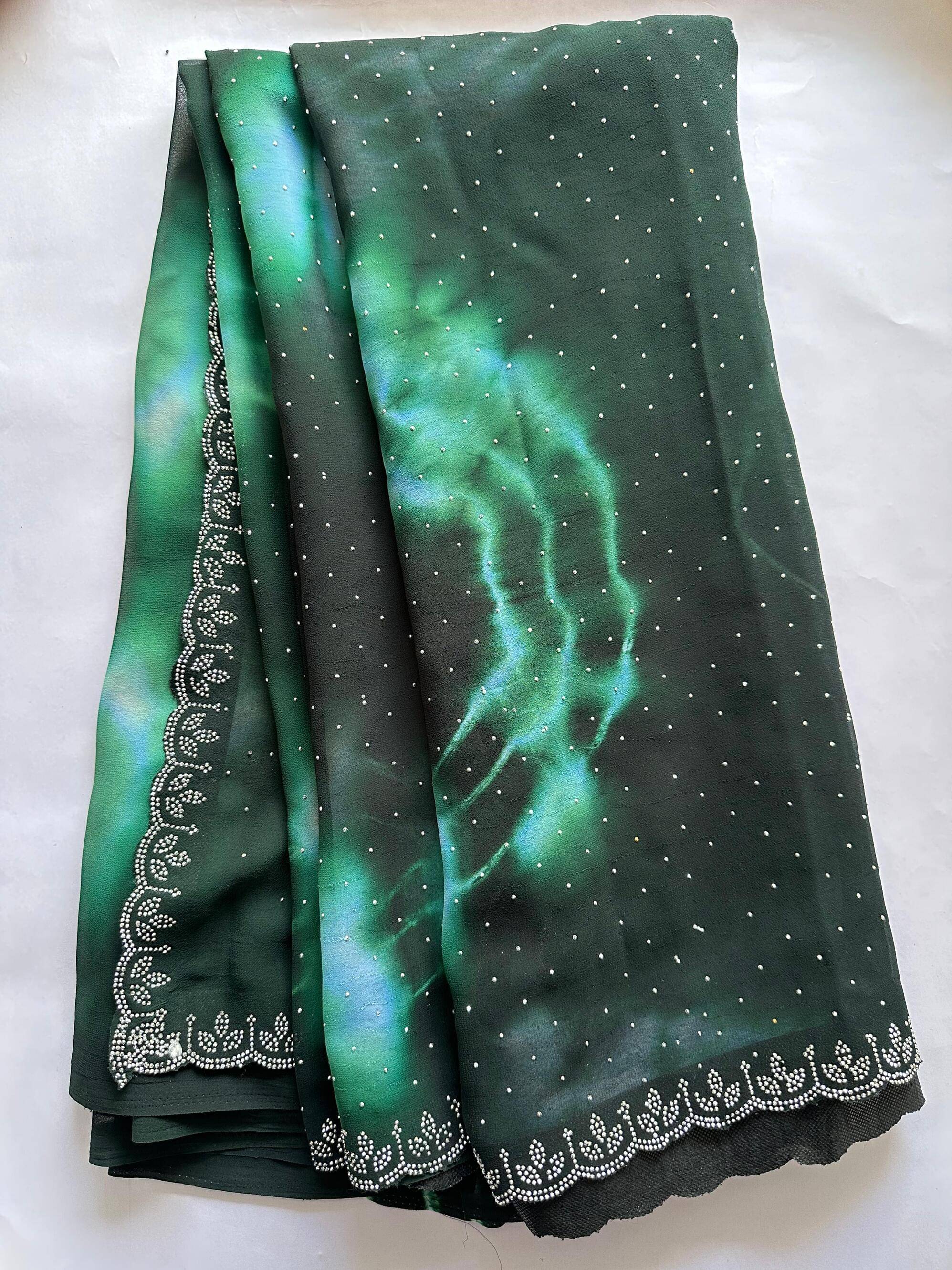     			AB Silk Georgette Solid Muga Silk Saree With Unstitched Blouse Piece ( Green )