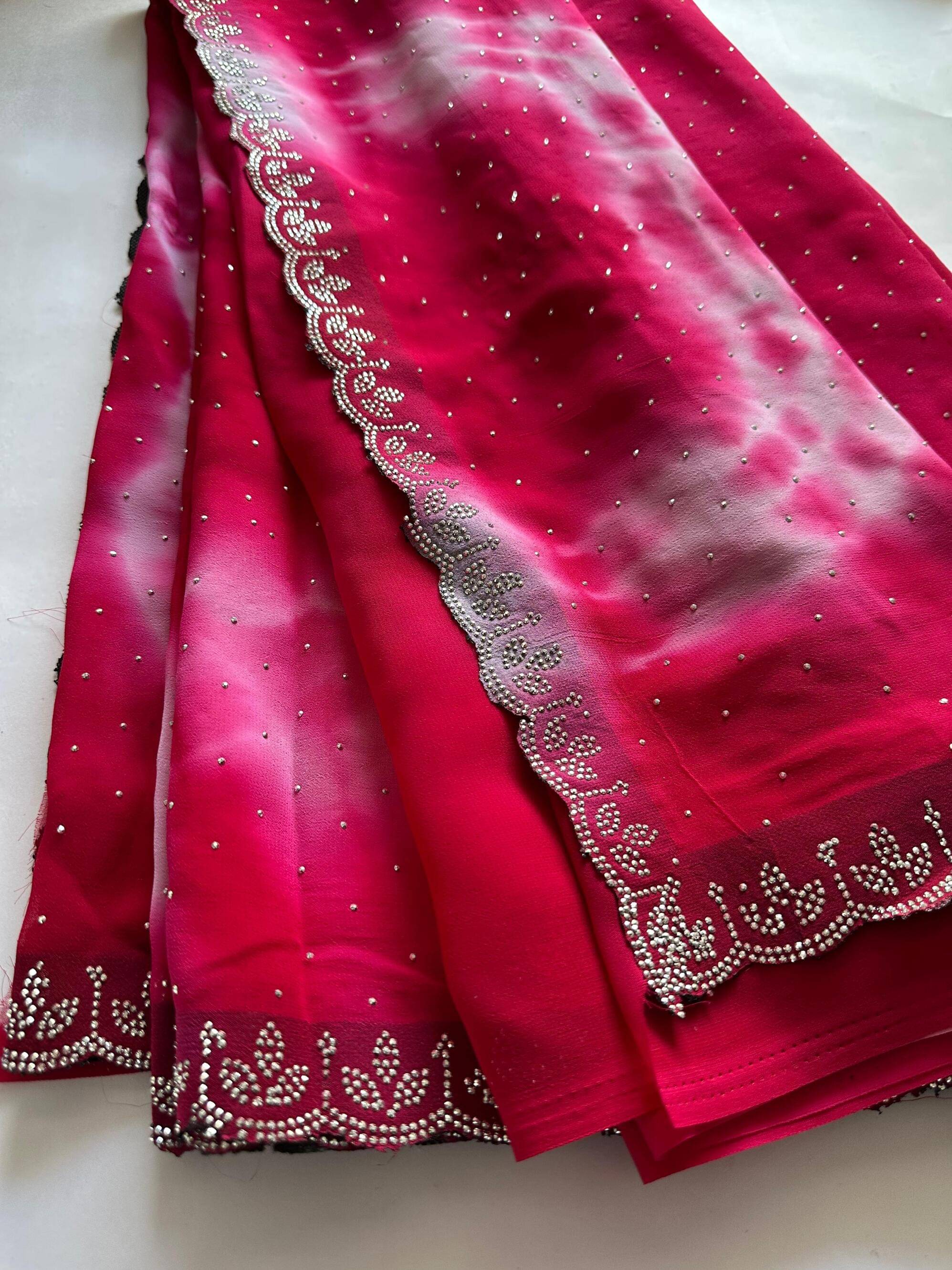     			AB Silk Georgette Solid Muga Silk Saree With Unstitched Blouse Piece ( Pink )