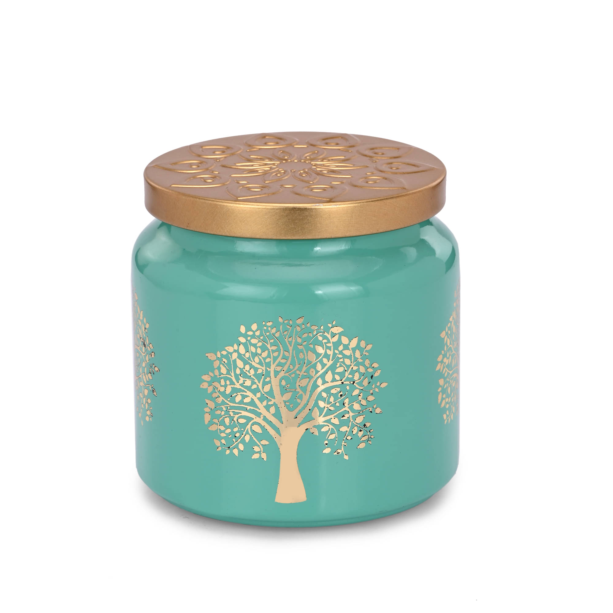     			AFAST Glass Jar Container Glass Turquoise Cookie Container ( Set of 1 )