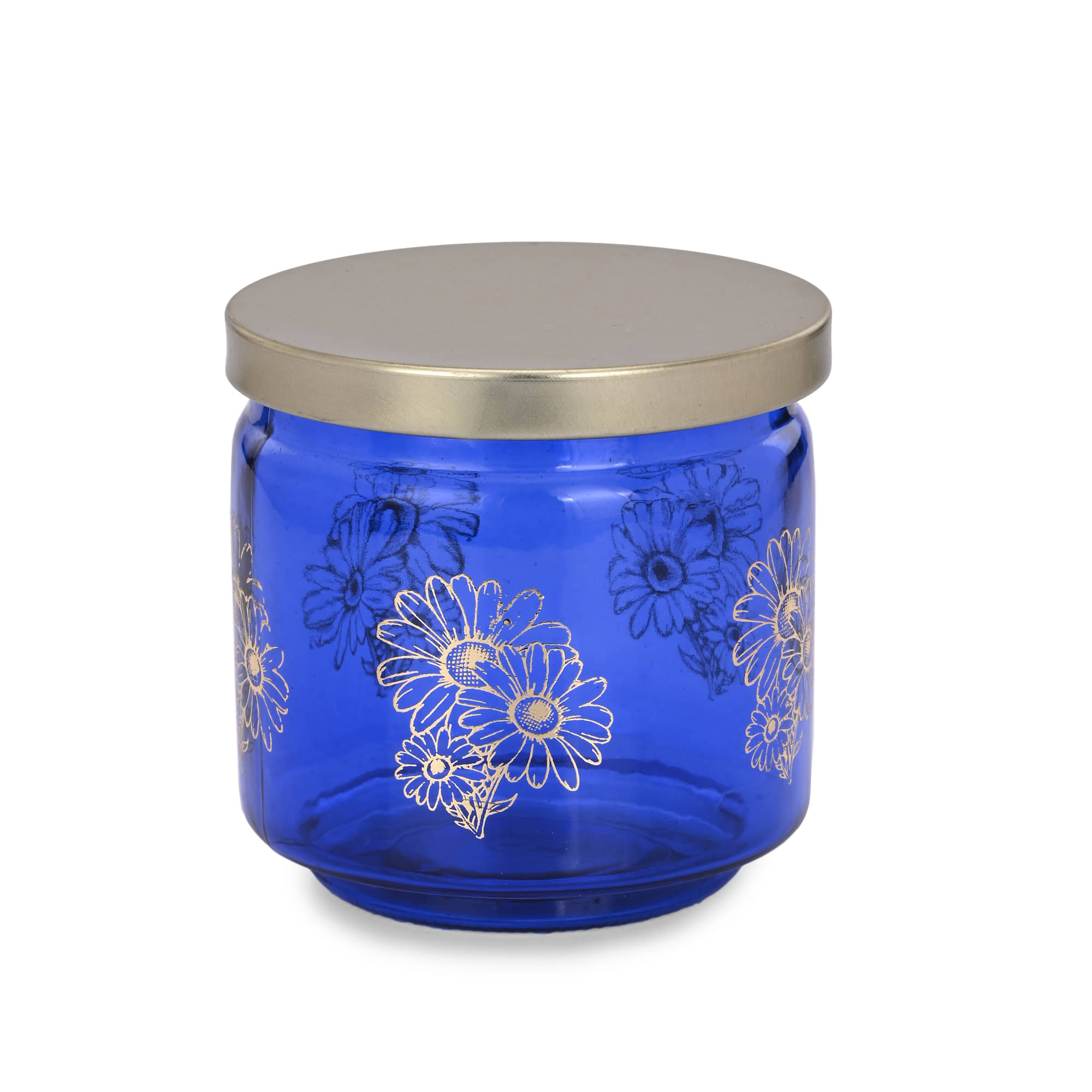     			AFAST Glass Jar Container Glass Blue Cookie Container ( Set of 1 )