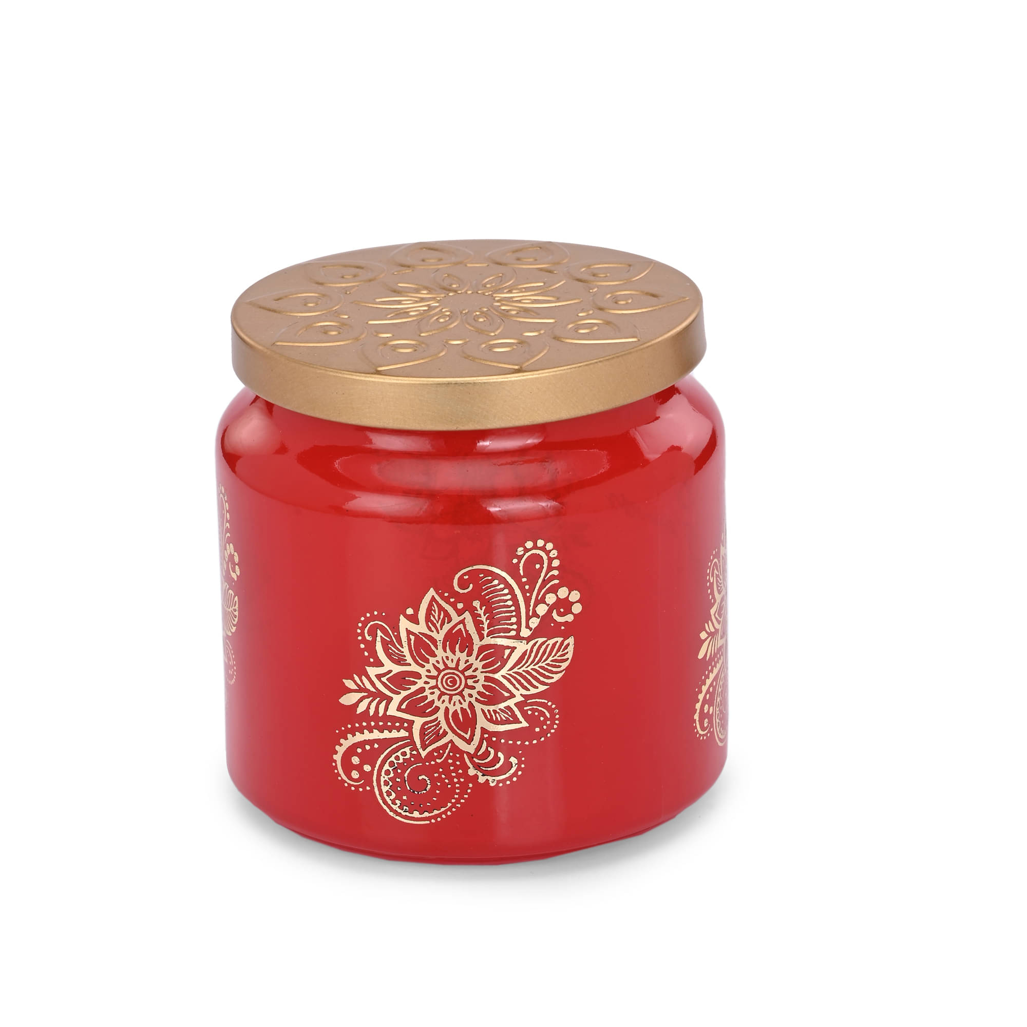     			AFAST Glass Jar Container Glass Red Cookie Container ( Set of 1 )