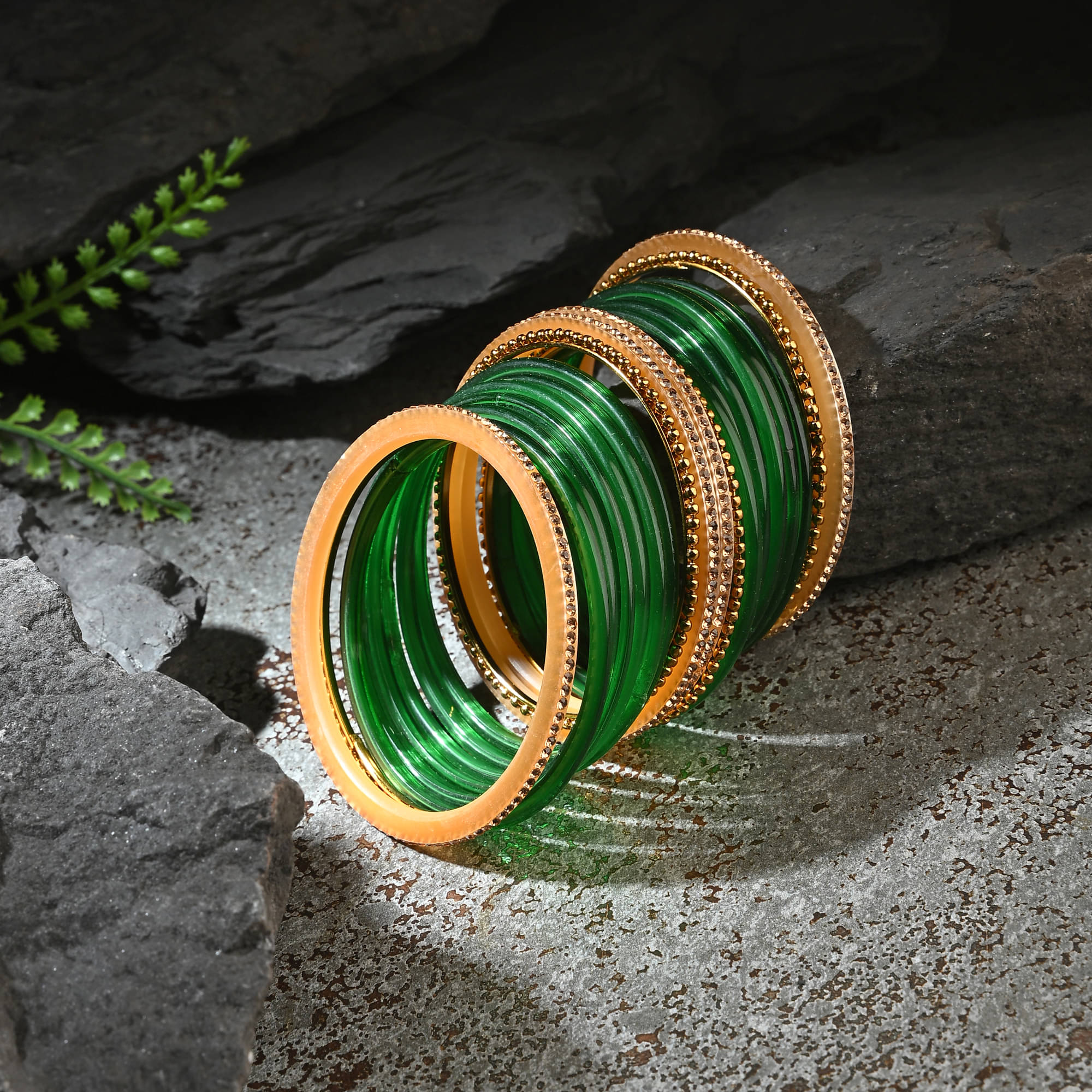 AFAST Green Bangle Set ( Pack of 2 )     			AFAST Green Bangle Set ( Pack of 2 )