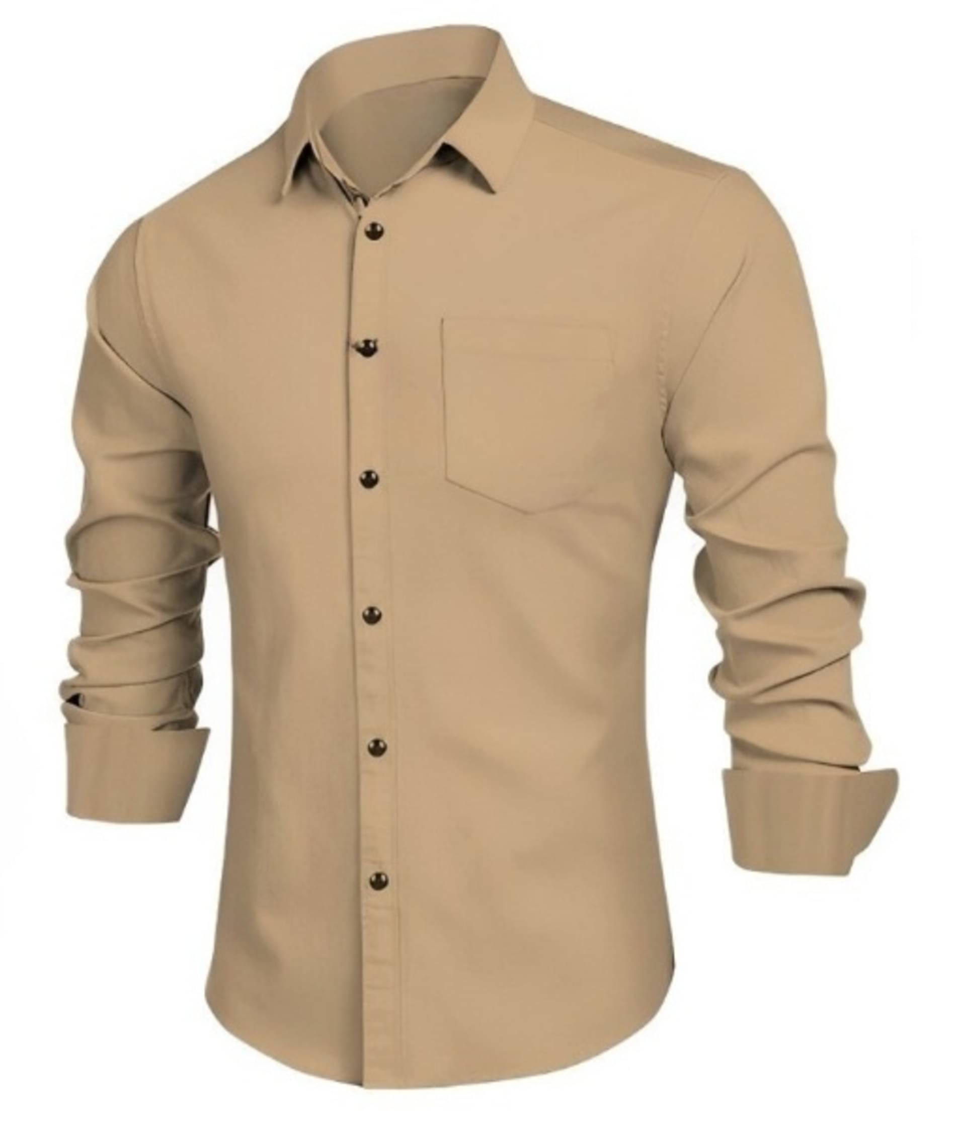 AITAVIK OVERSEAS Cotton Flex Regular Fit Solids Full Sleeves Men's Casual Shirt - Beige ( Pack of 1 ) AITAVIK OVERSEAS Cotton Flex Regular Fit Solids Full Sleeves Men's Casual Shirt - Beige ( Pack of 1 )