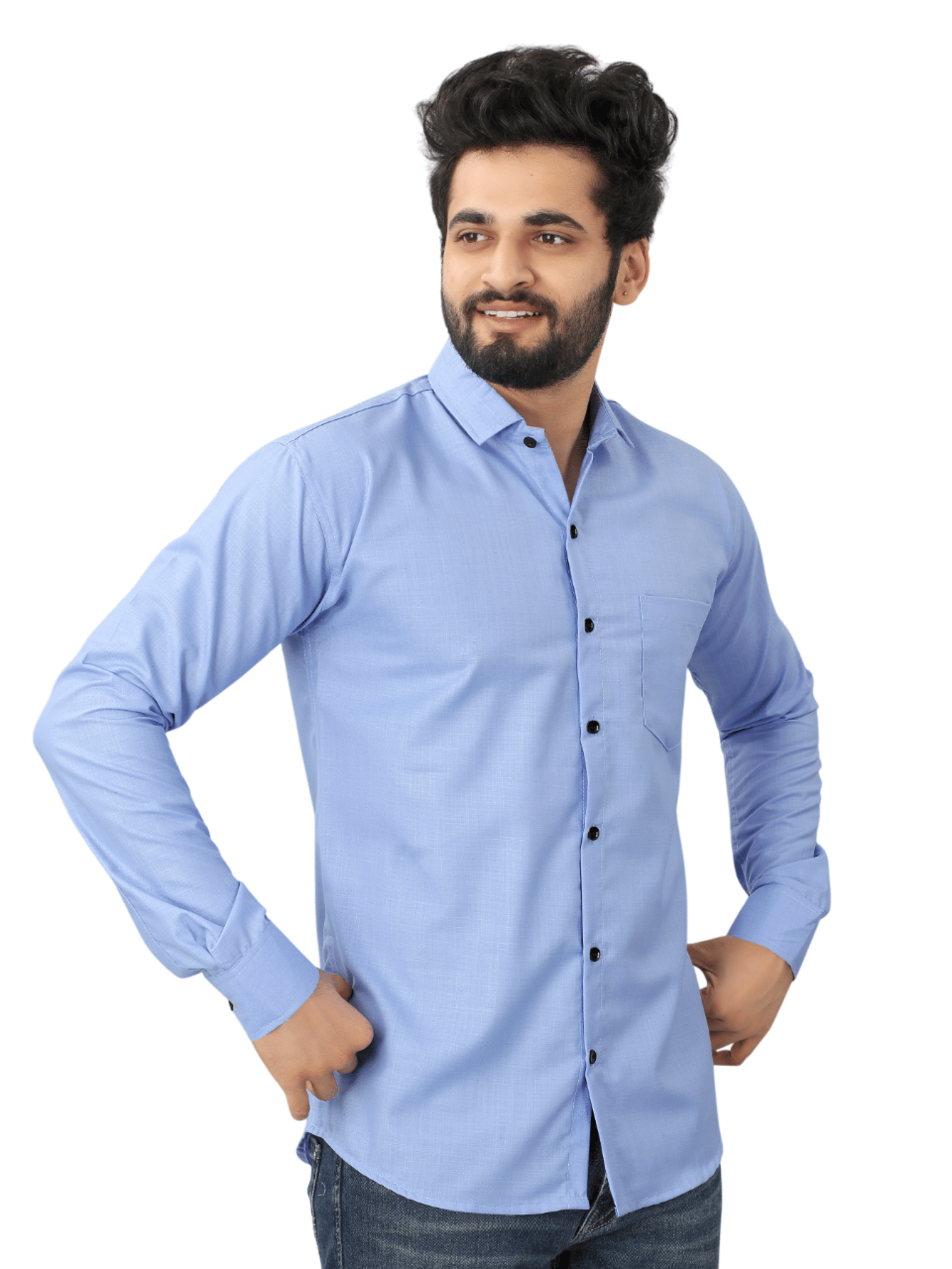    			AITAVIK OVERSEAS Poly Cotton Regular Fit Solids Full Sleeves Men's Casual Shirt - Aqua Blue ( Pack of 1 )