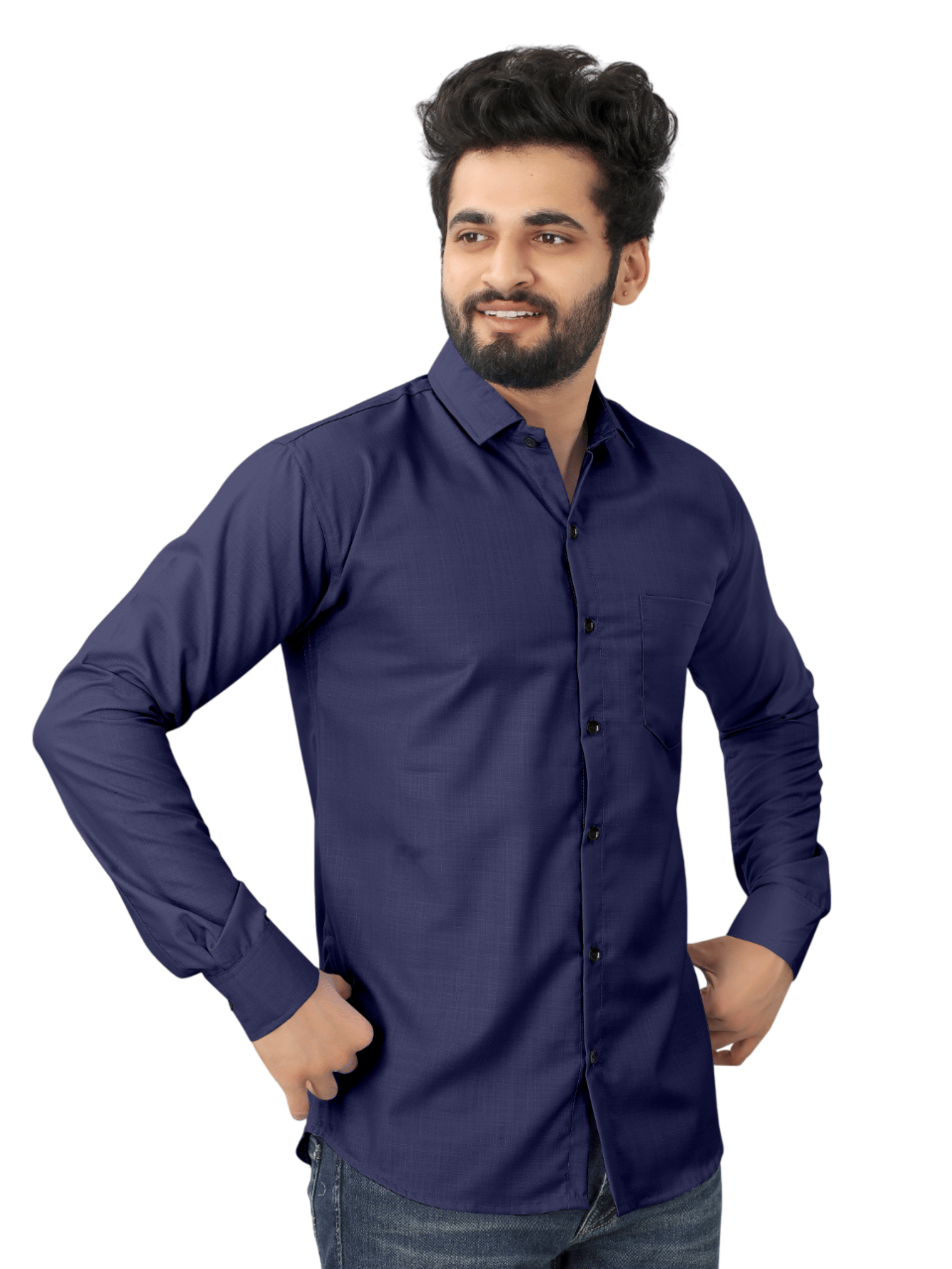     			AITAVIK OVERSEAS Poly Cotton Regular Fit Solids Full Sleeves Men's Casual Shirt - Navy Blue ( Pack of 1 )
