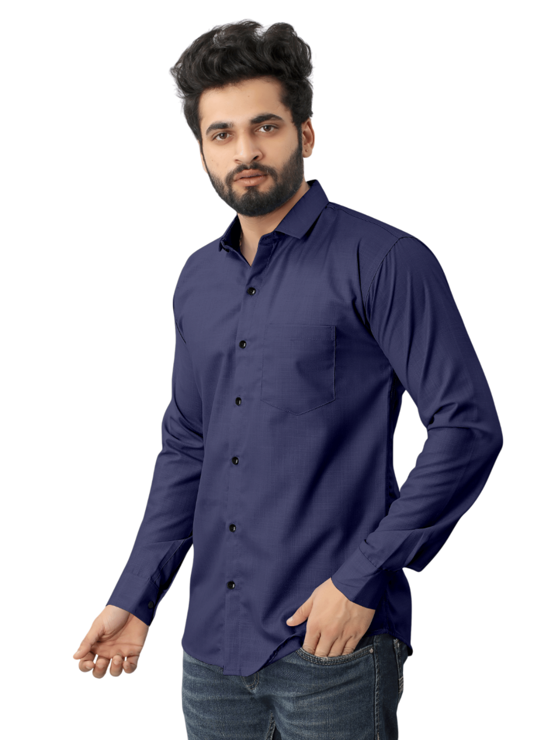 AITAVIK OVERSEAS Poly Cotton Regular Fit Solids Full Sleeves Men's Casual Shirt - Navy Blue ( Pack of 1 ) AITAVIK OVERSEAS Poly Cotton Regular Fit Solids Full Sleeves Men's Casual Shirt - Navy Blue ( Pack of 1 )