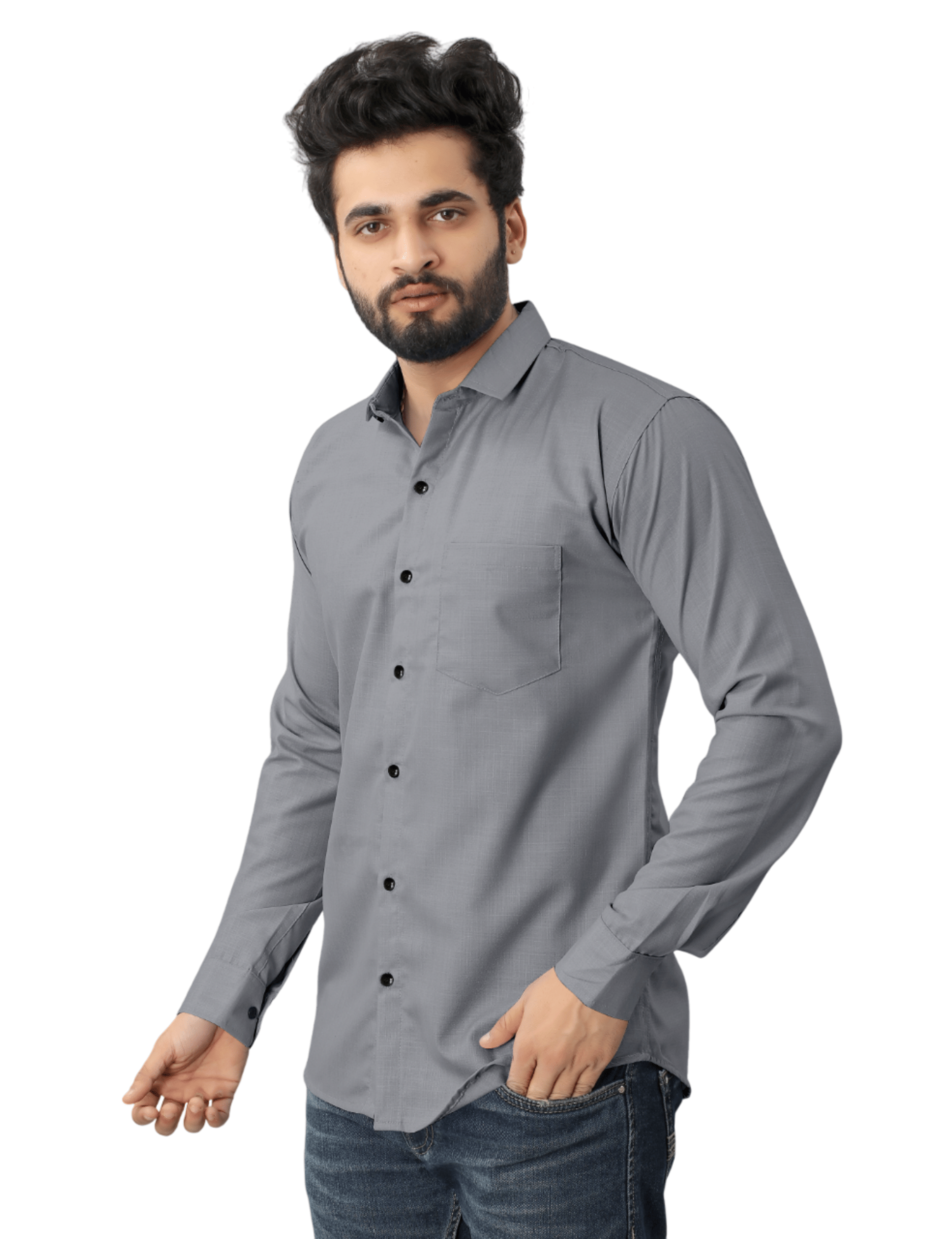     			AITAVIK OVERSEAS Poly Cotton Regular Fit Solids Full Sleeves Men's Casual Shirt - Grey ( Pack of 1 )