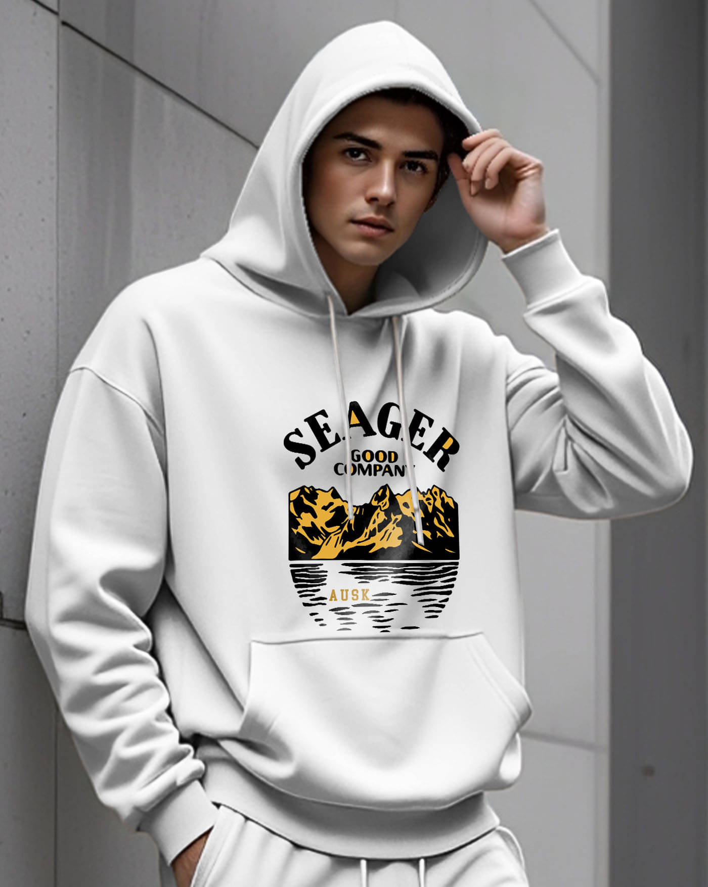     			AUSK Fleece Hooded Men's Sweatshirt - White ( Pack of 1 )