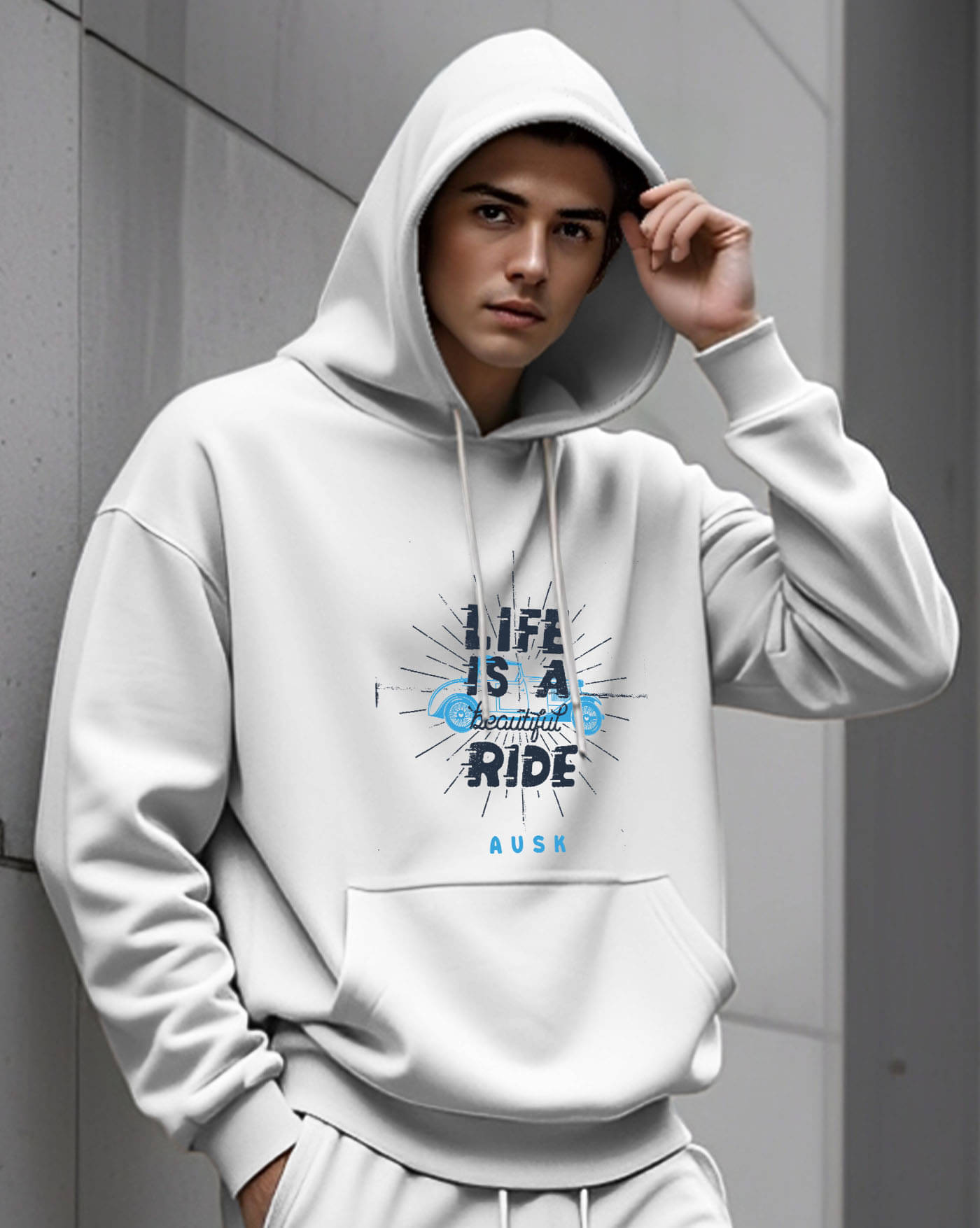AUSK Fleece Hooded Men's Sweatshirt - White ( Pack of 1 ) AUSK Fleece Hooded Men's Sweatshirt - White ( Pack of 1 )
