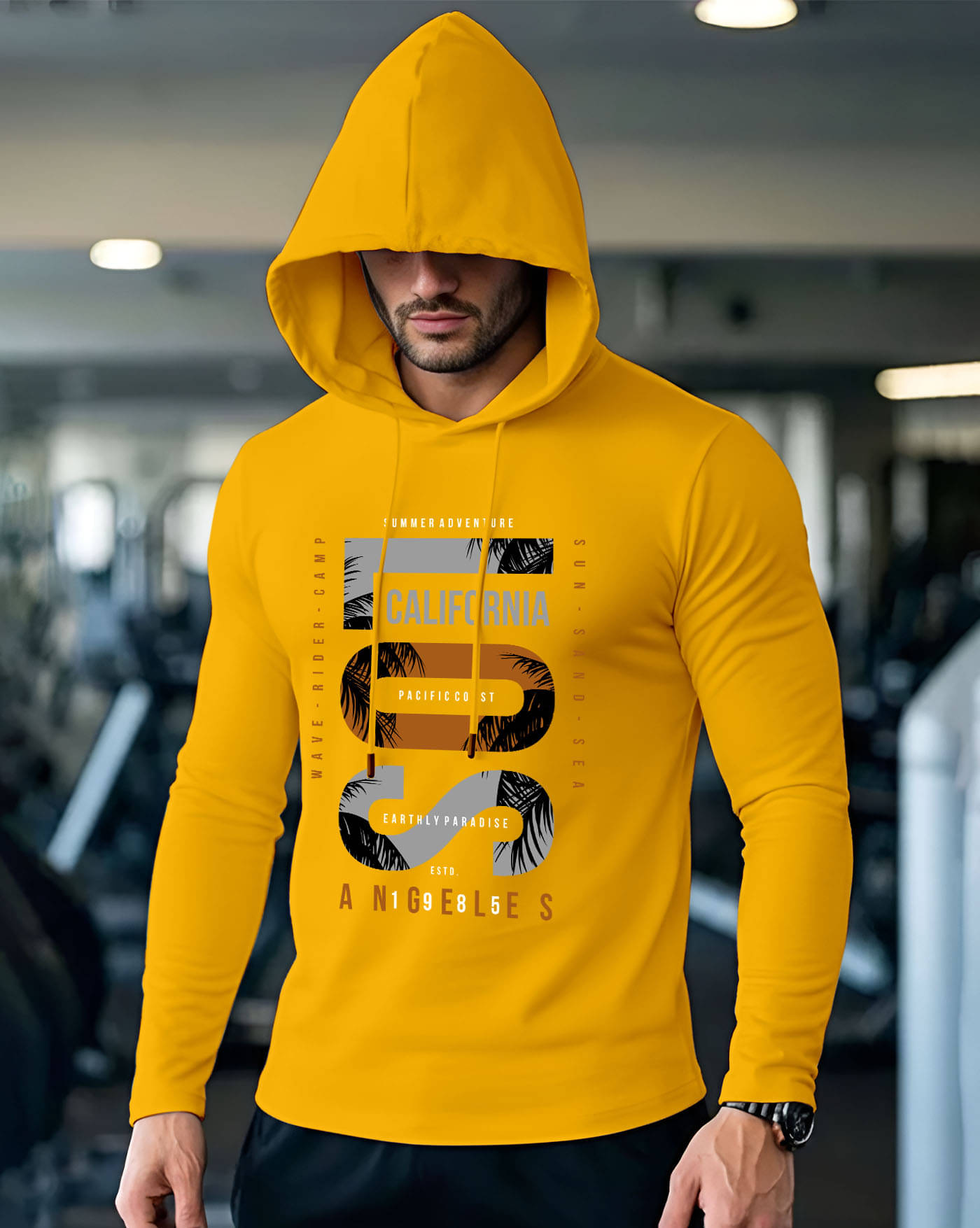     			AUSK Men Cotton Blend Regular Fit Printed T-Shirt ( Mustard )