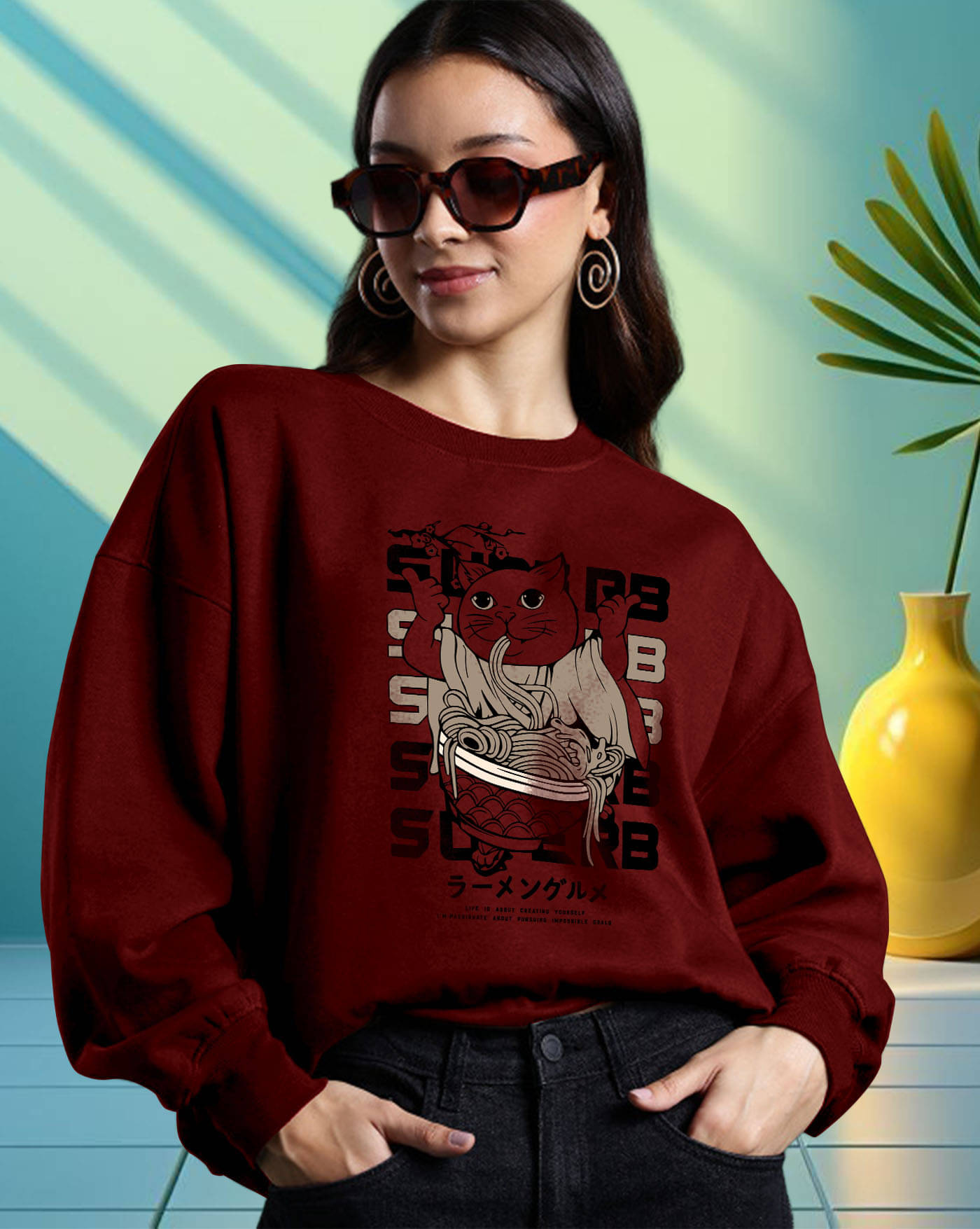     			AUSK Women's Fleece Round Neck Sweatshirt ( Maroon )