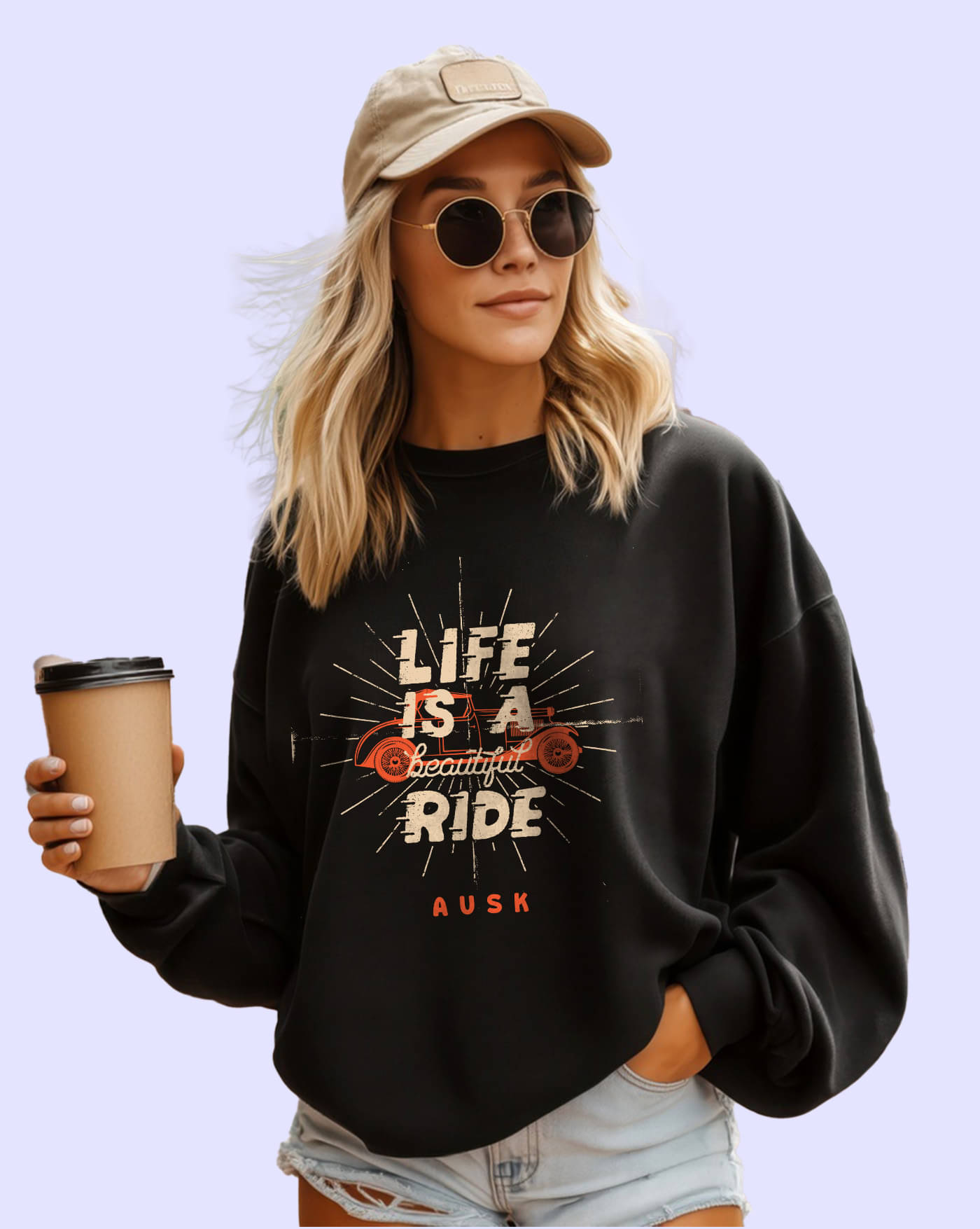     			AUSK Women's Fleece Round Neck Sweatshirt ( Black )