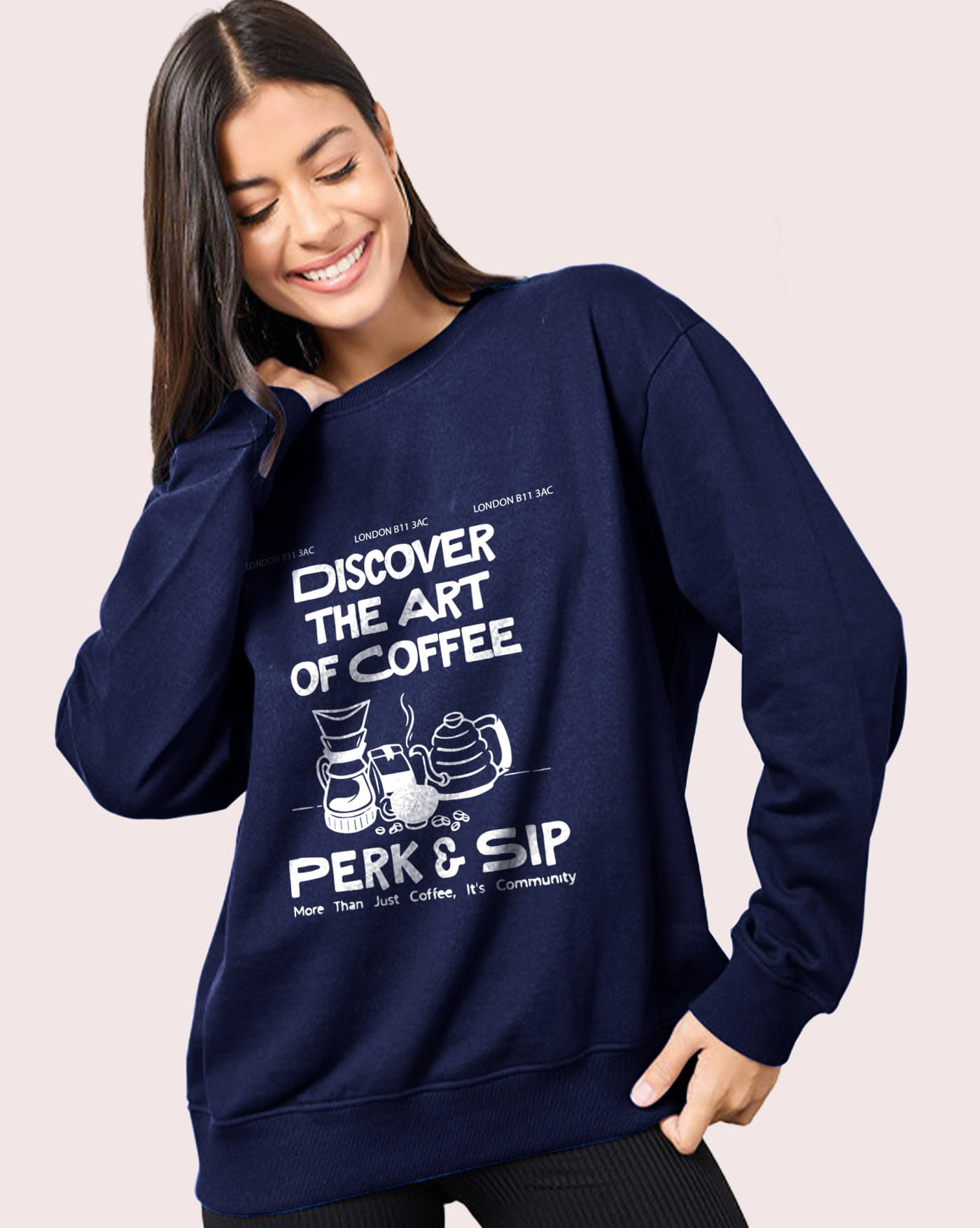     			AUSK Women's Fleece Round Neck Sweatshirt ( Blue )