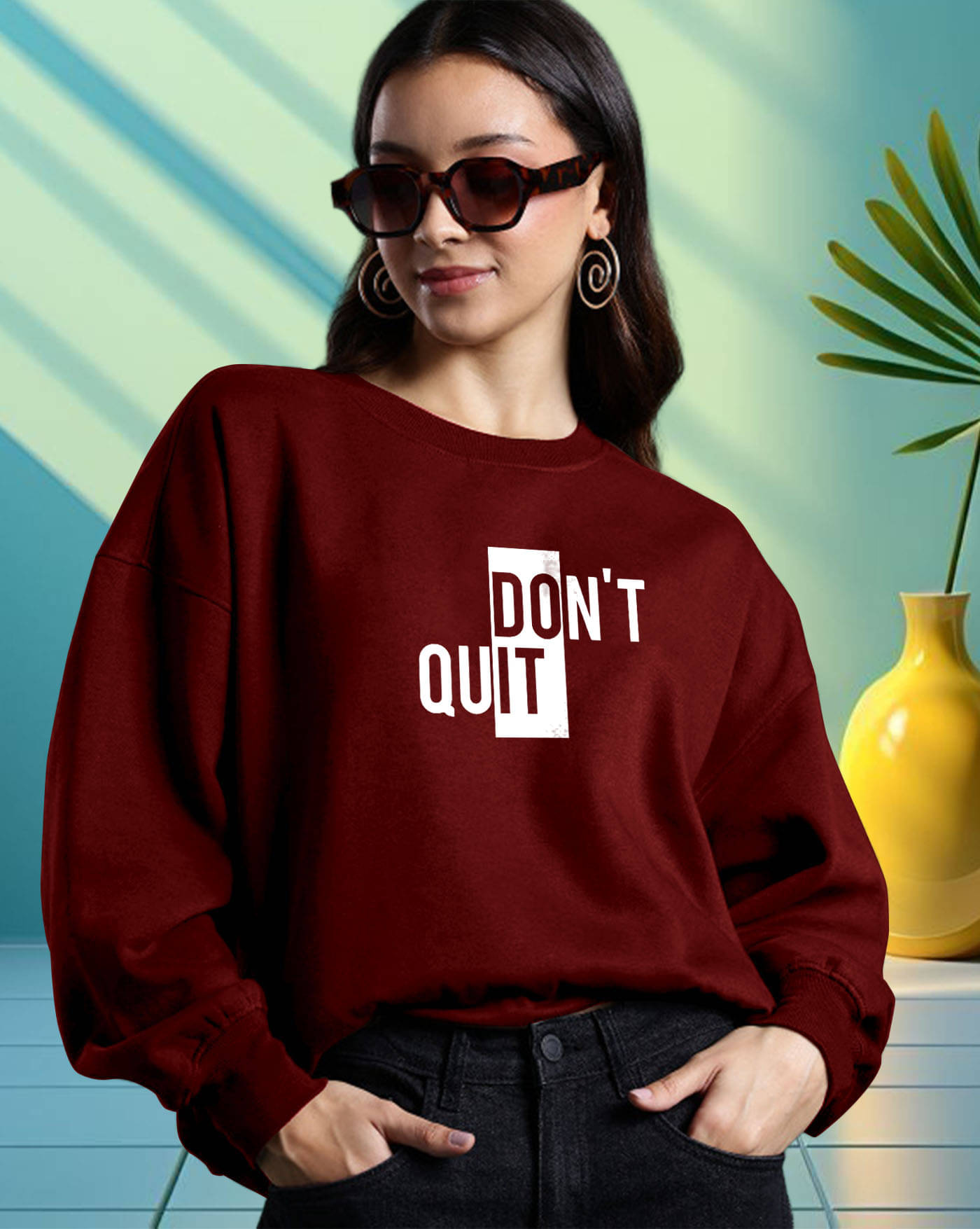     			AUSK Women's Fleece Round Neck Sweatshirt ( Maroon )