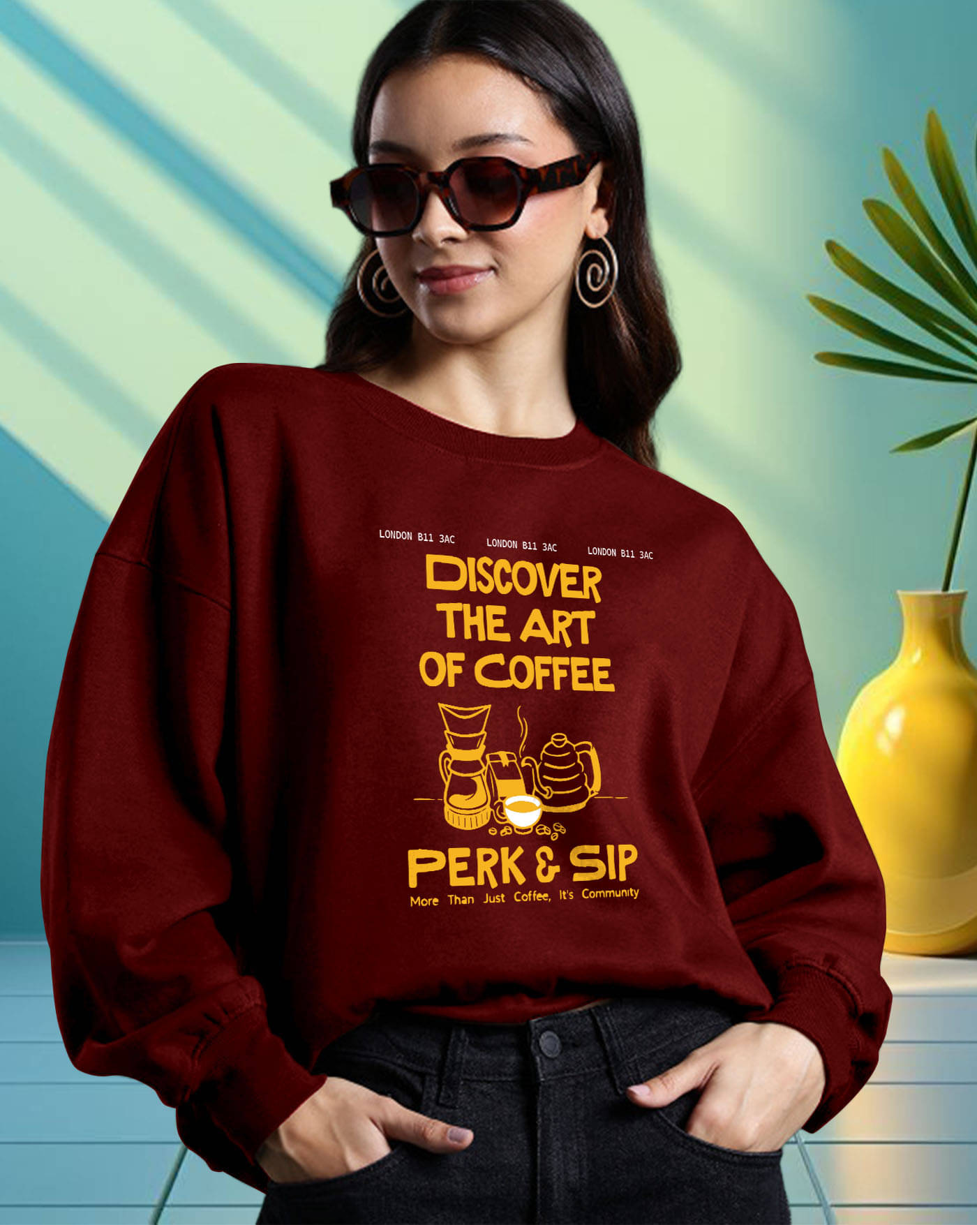     			AUSK Women's Fleece Round Neck Sweatshirt ( Maroon )