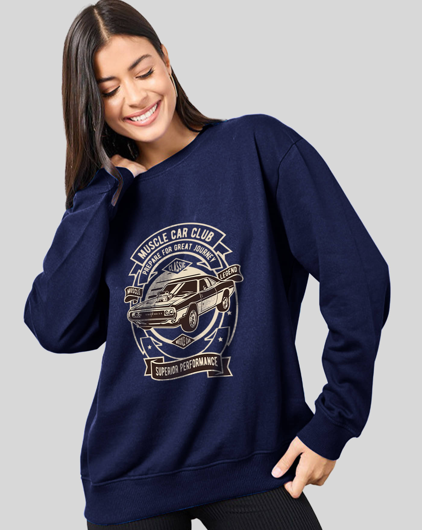 AUSK Women Fleece Round Neck Sweatshirt ( Blue ) AUSK Women Fleece Round Neck Sweatshirt ( Blue )