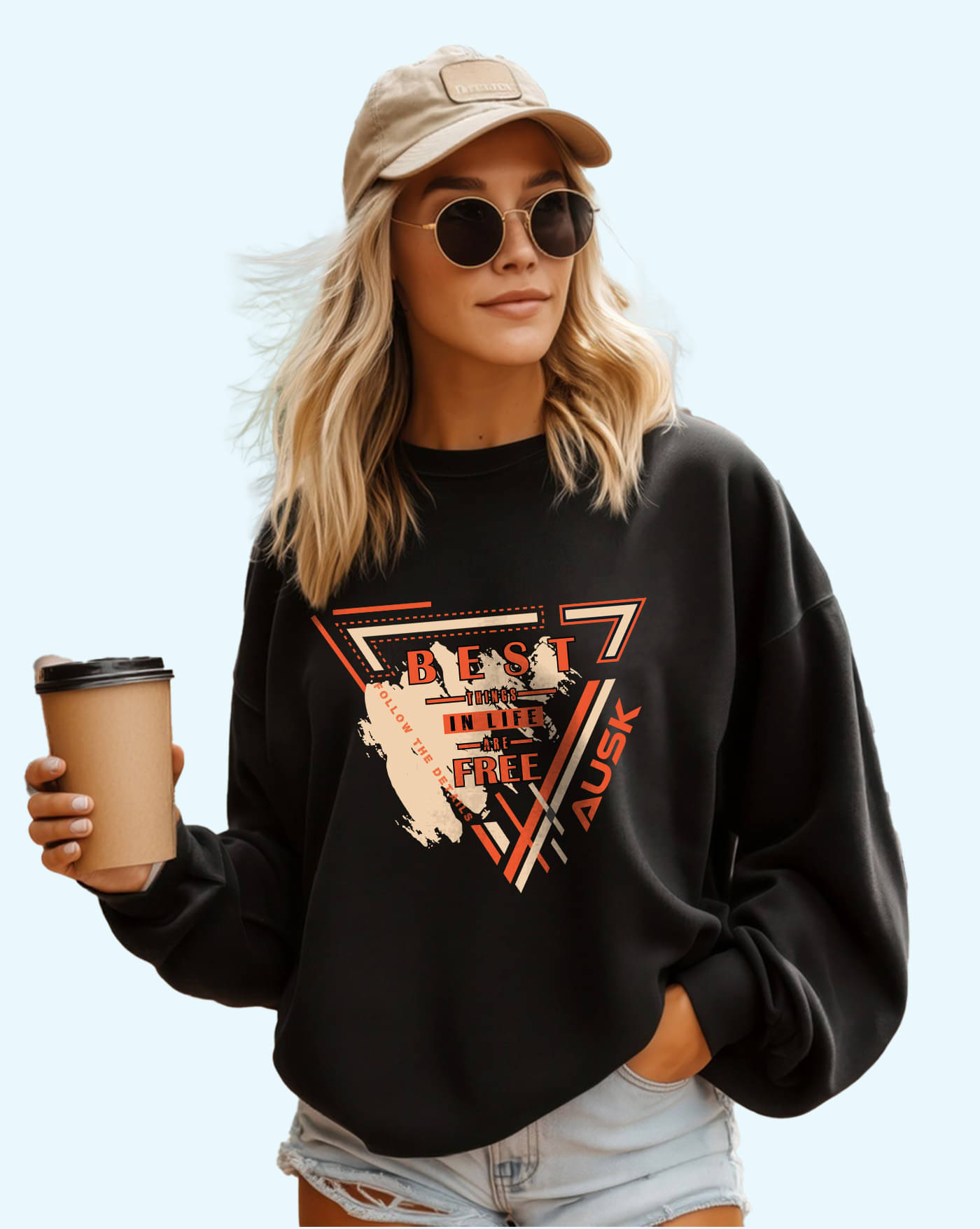 AUSK Women Fleece Round Neck Sweatshirt ( Black ) AUSK Women Fleece Round Neck Sweatshirt ( Black )