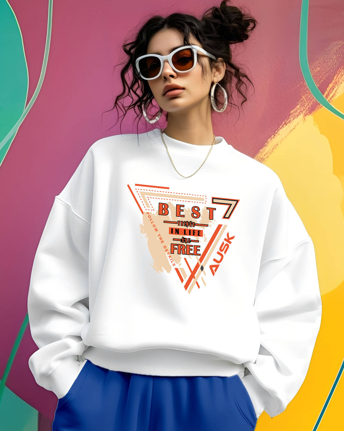 AUSK Women Fleece Round Neck Sweatshirt ( White )     			AUSK Women Fleece Round Neck Sweatshirt ( White )