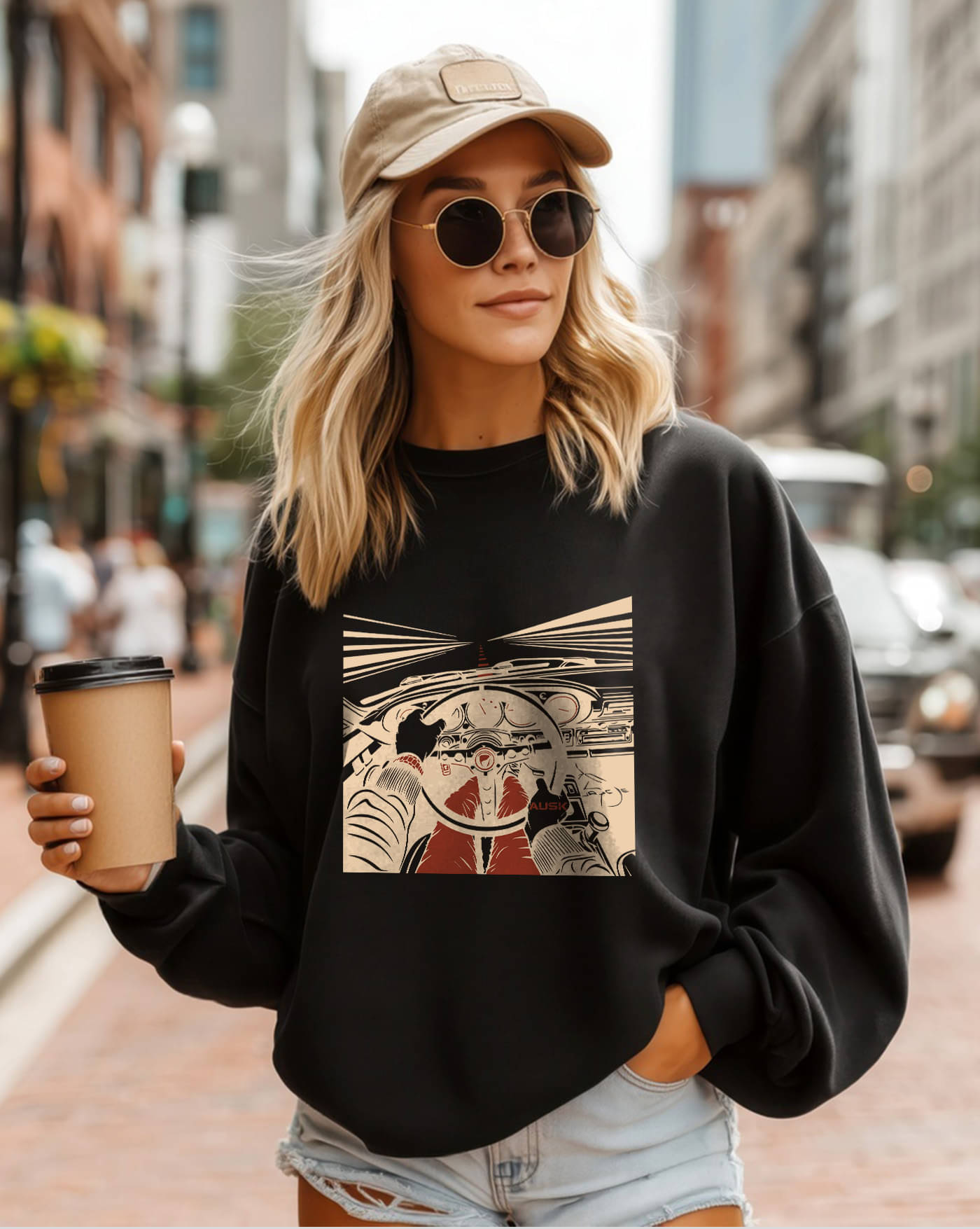     			AUSK Women's Fleece Round Neck Sweatshirt ( Black )