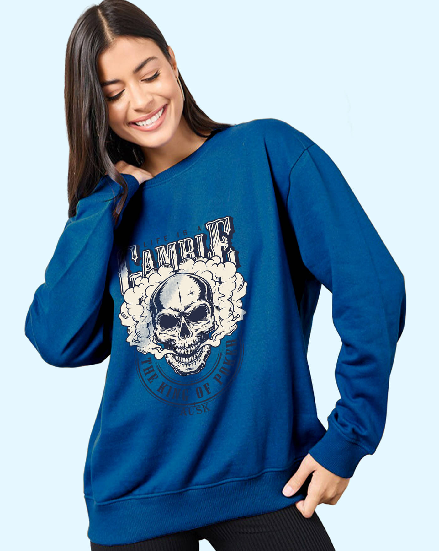     			AUSK Women Fleece Round Neck Sweatshirt ( Turquoise )