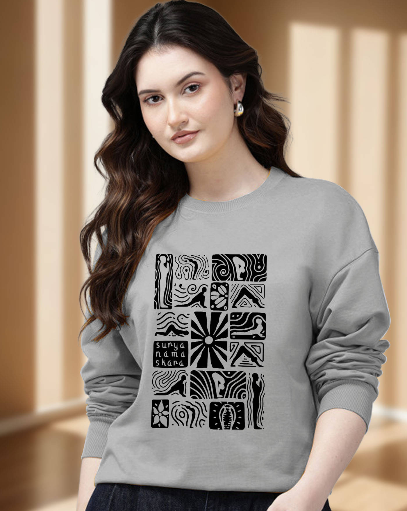    			AUSK Women Fleece Round Neck Sweatshirt ( Grey )