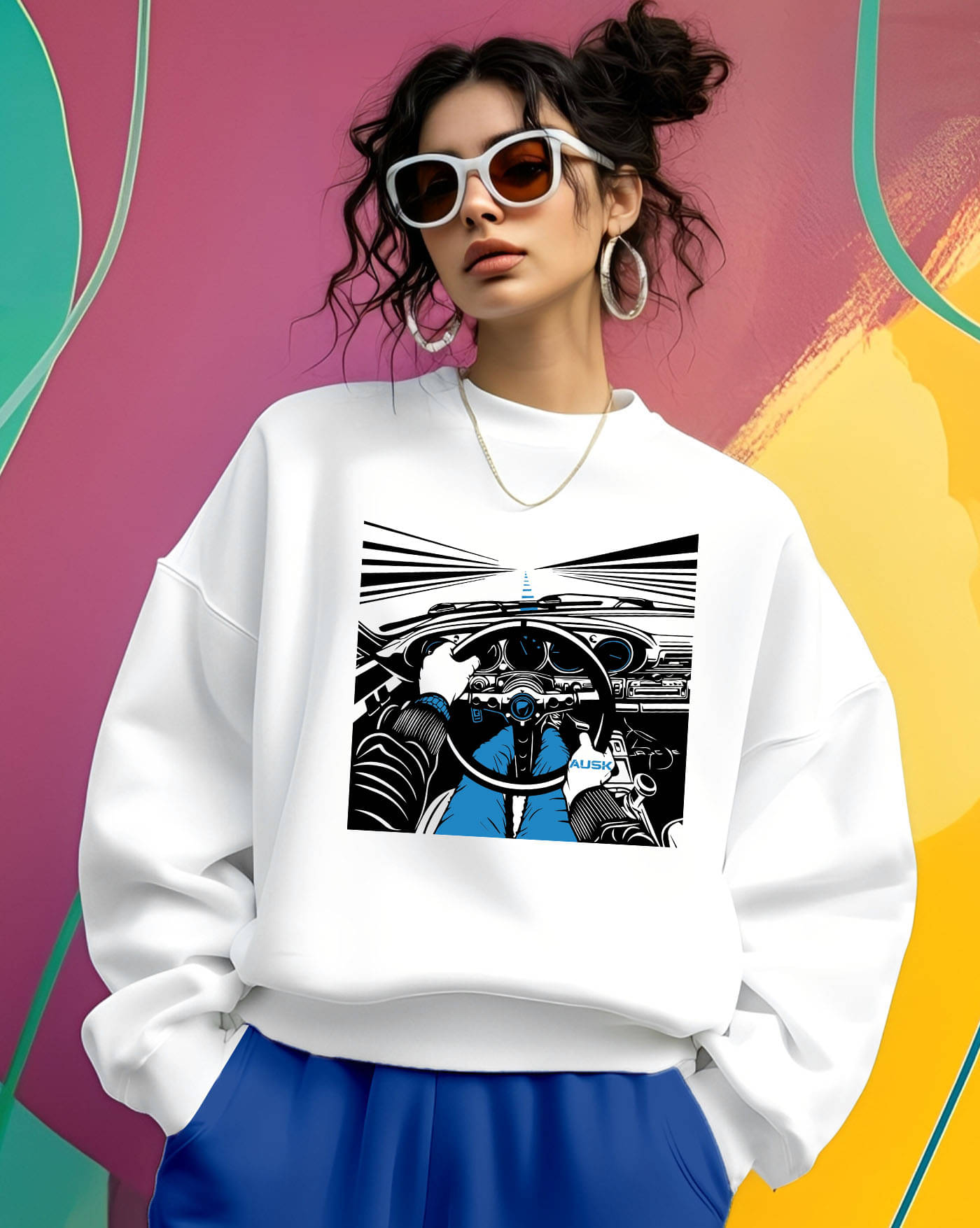     			AUSK Women's Fleece Round Neck Sweatshirt ( White )