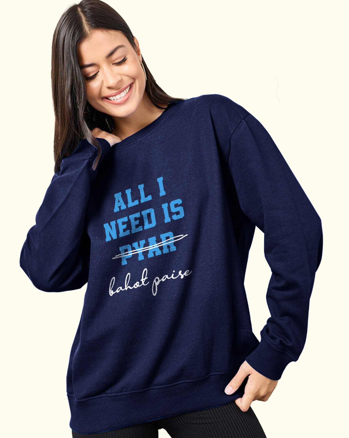 AUSK Women Fleece Round Neck Sweatshirt ( Blue ) AUSK Women Fleece Round Neck Sweatshirt ( Blue )