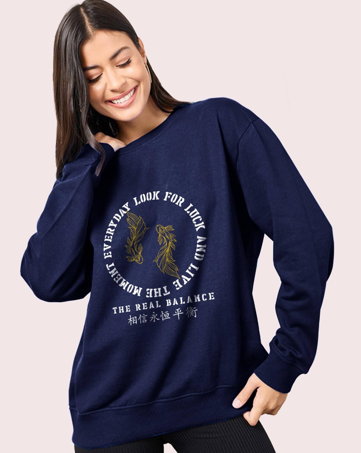     			AUSK Women's Fleece Round Neck Sweatshirt ( Blue )