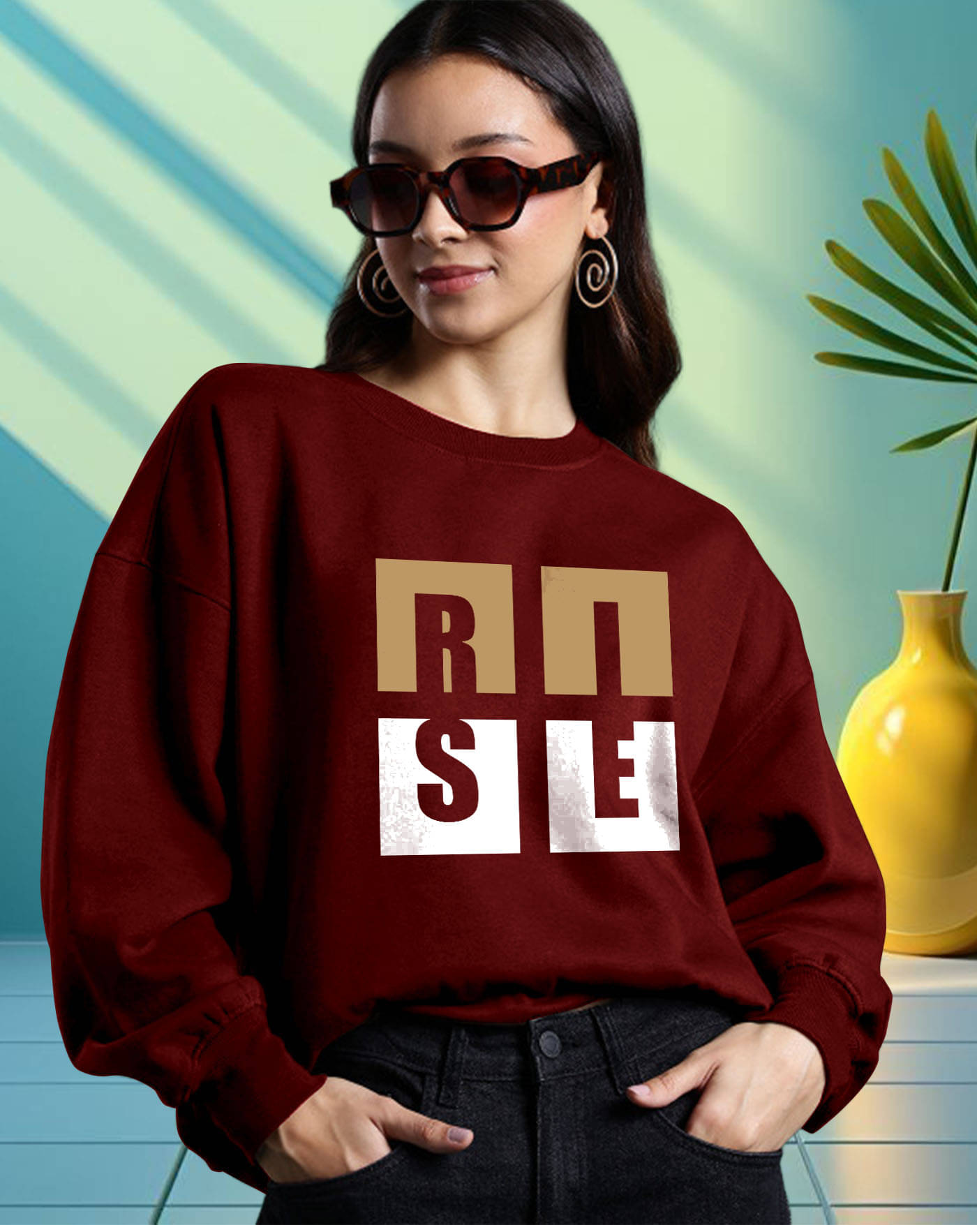    			AUSK Women's Fleece Round Neck Sweatshirt ( Maroon )