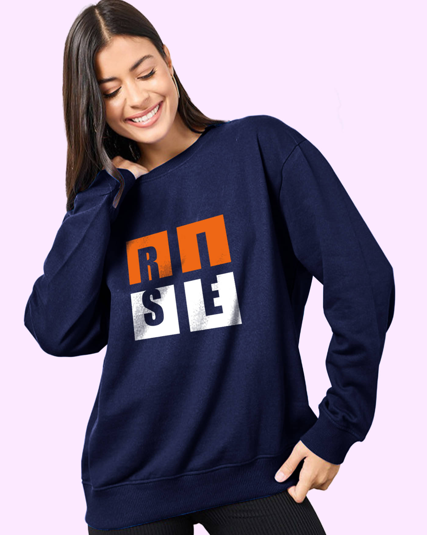 AUSK Women Fleece Round Neck Sweatshirt ( Blue ) AUSK Women Fleece Round Neck Sweatshirt ( Blue )