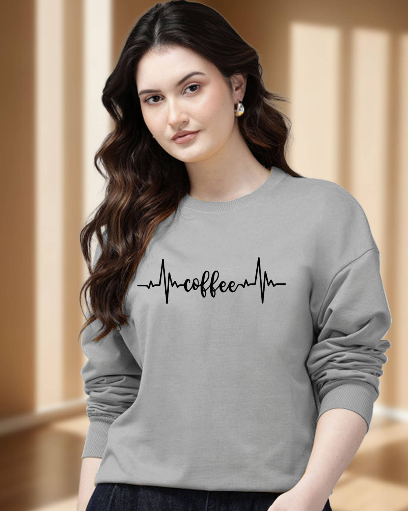 AUSK Women Fleece Round Neck Sweatshirt ( Grey )     			AUSK Women Fleece Round Neck Sweatshirt ( Grey )