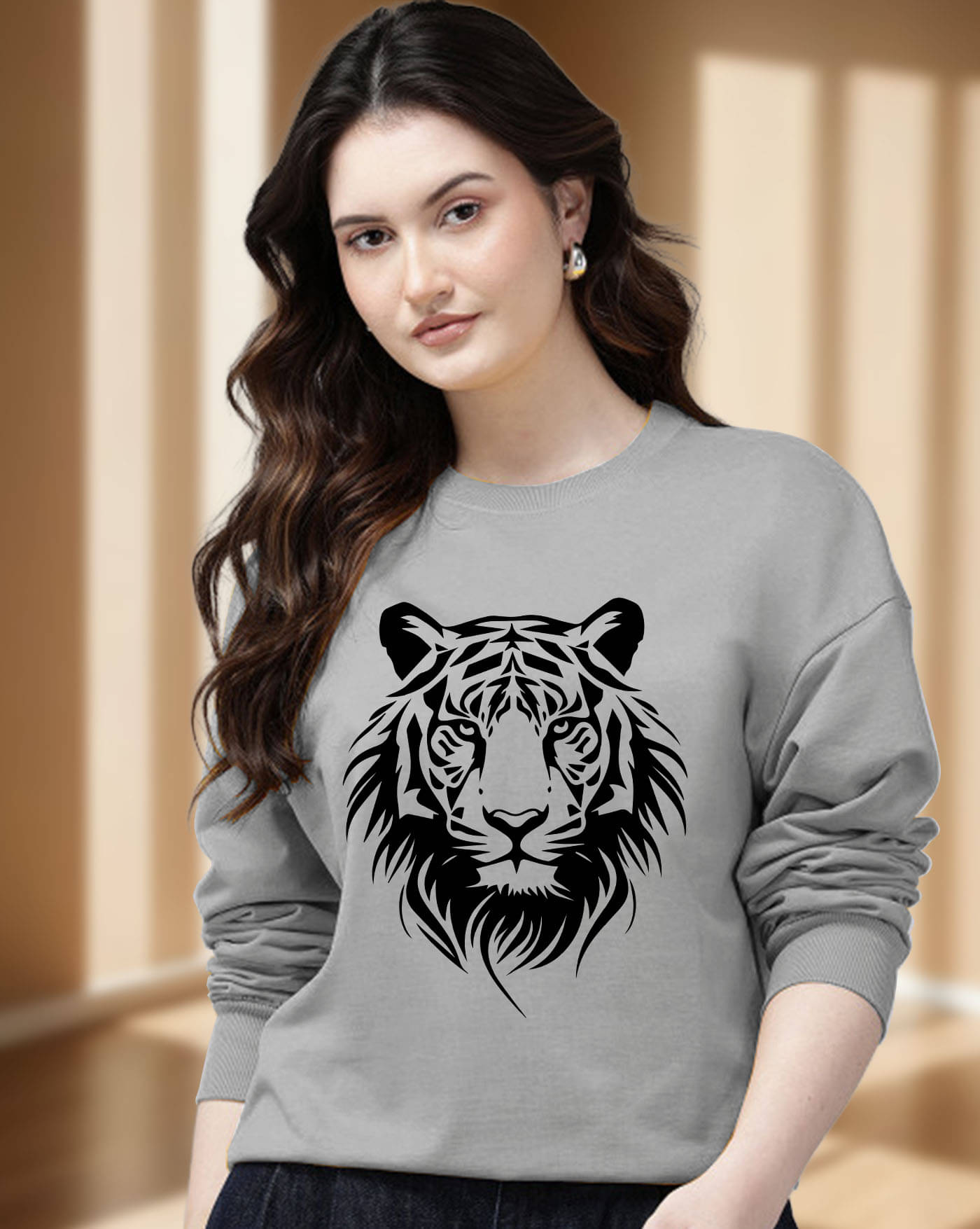 AUSK Women Fleece Round Neck Sweatshirt ( Grey ) AUSK Women Fleece Round Neck Sweatshirt ( Grey )