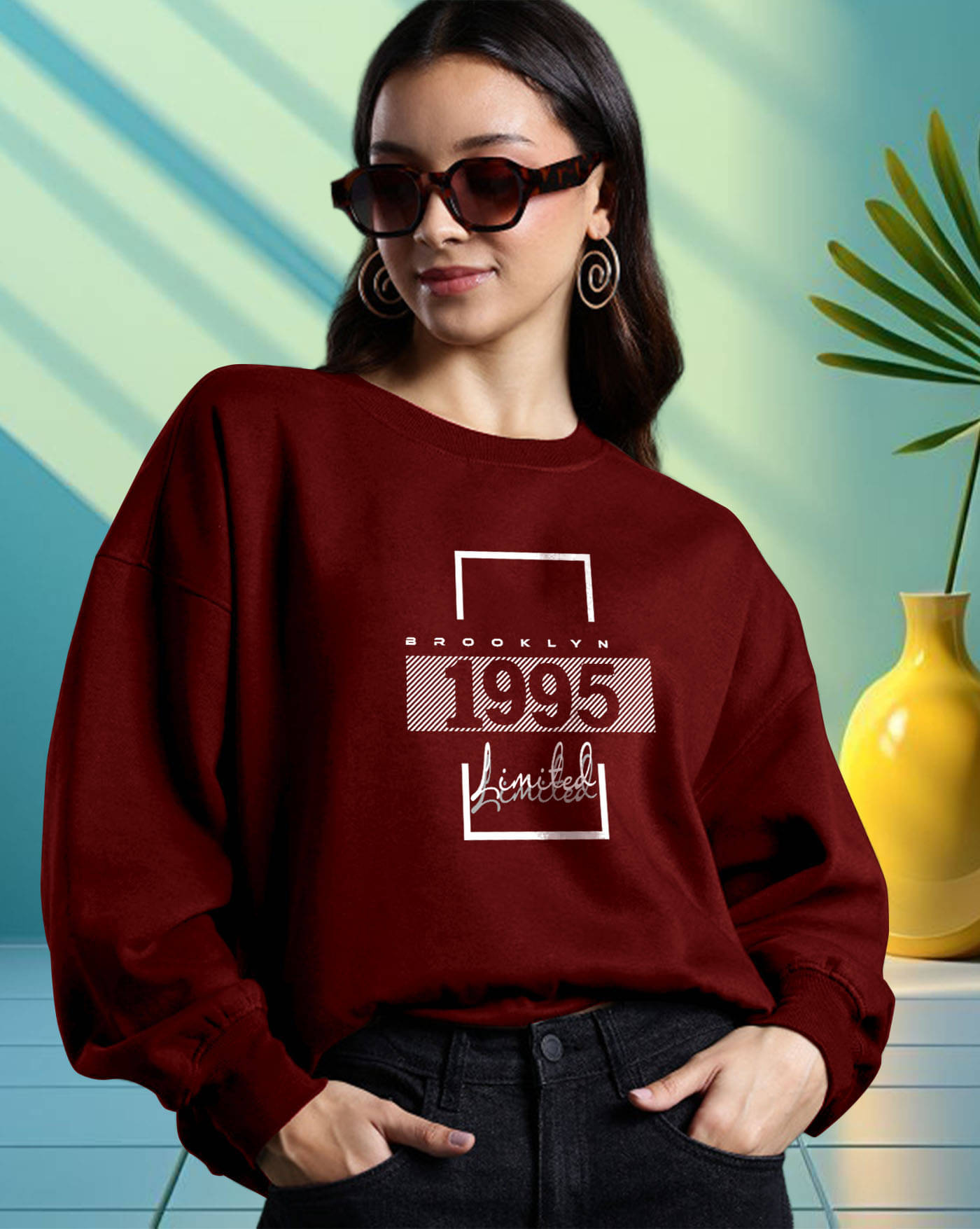     			AUSK Women's Fleece Round Neck Sweatshirt ( Maroon )
