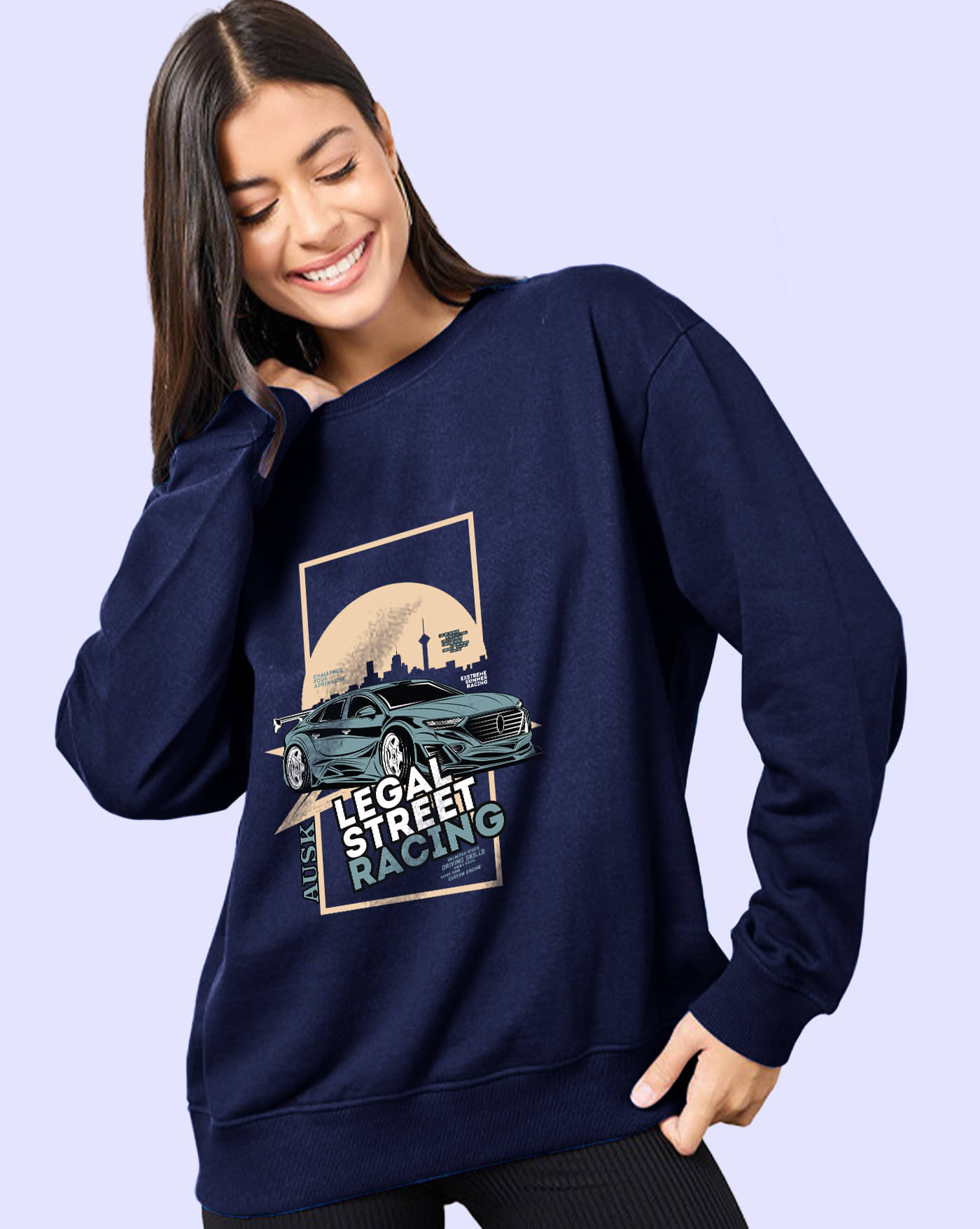     			AUSK Women's Fleece Round Neck Sweatshirt ( Blue )