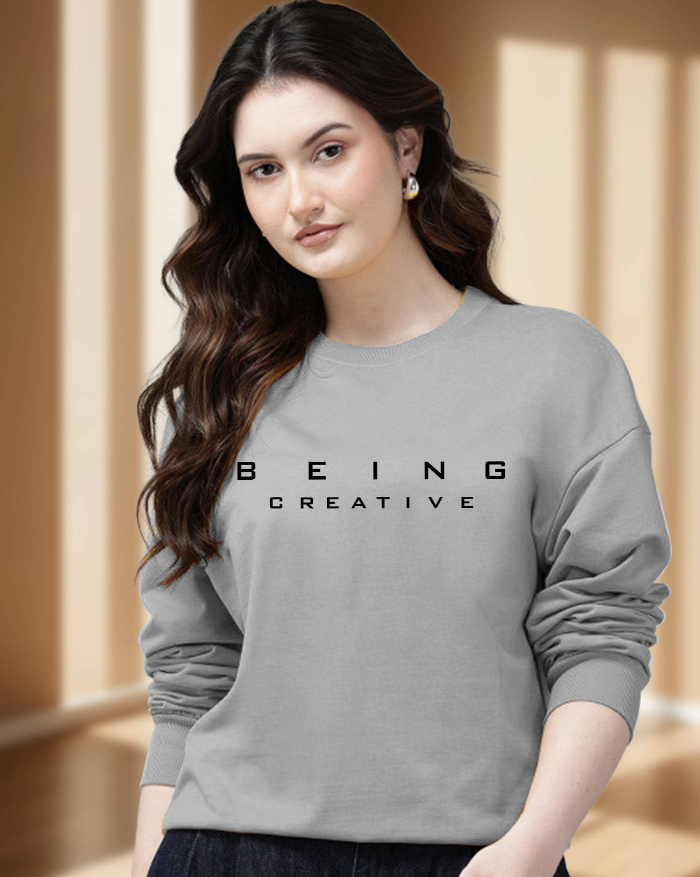 AUSK Women Fleece Round Neck Sweatshirt ( Grey )     			AUSK Women Fleece Round Neck Sweatshirt ( Grey )