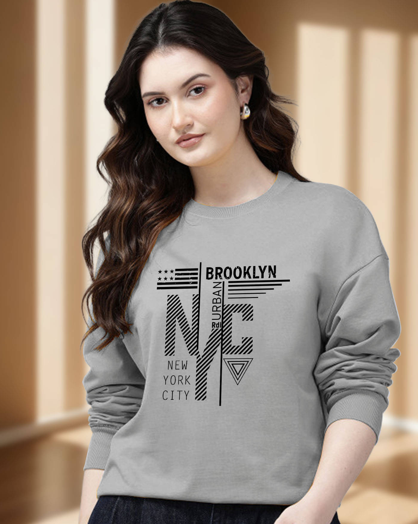 AUSK Women Fleece Round Neck Sweatshirt ( Grey ) AUSK Women Fleece Round Neck Sweatshirt ( Grey )
